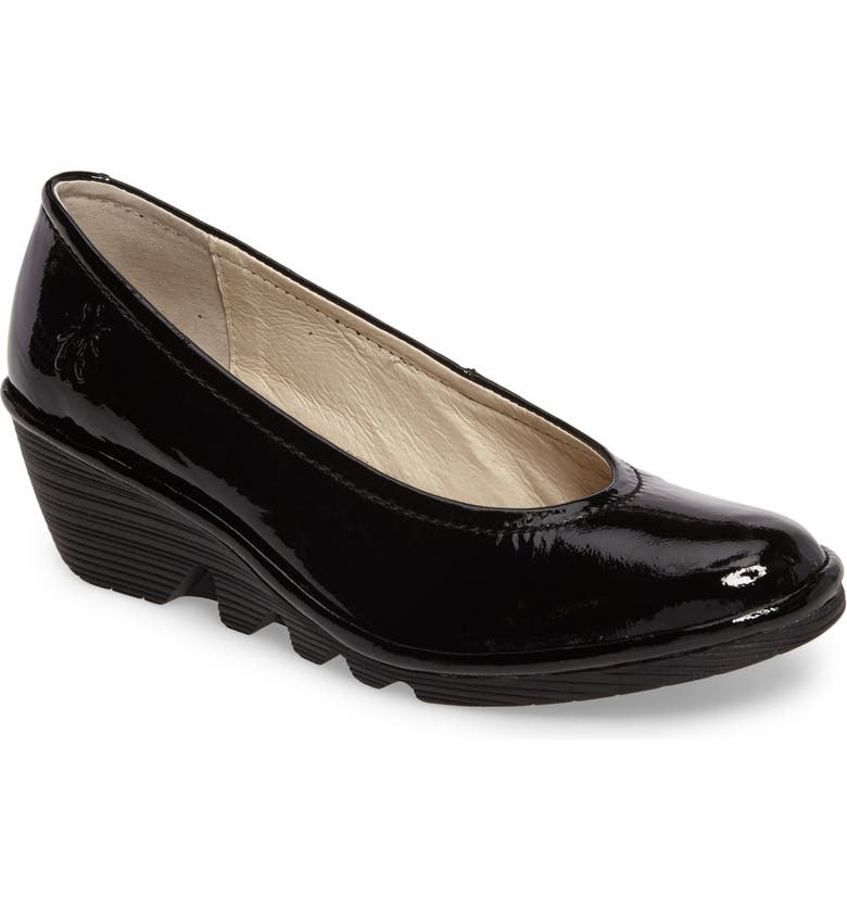 Mid Wedge Pump,
                        Main,
                        color, BLACK LUXOR PATENT LEATHER