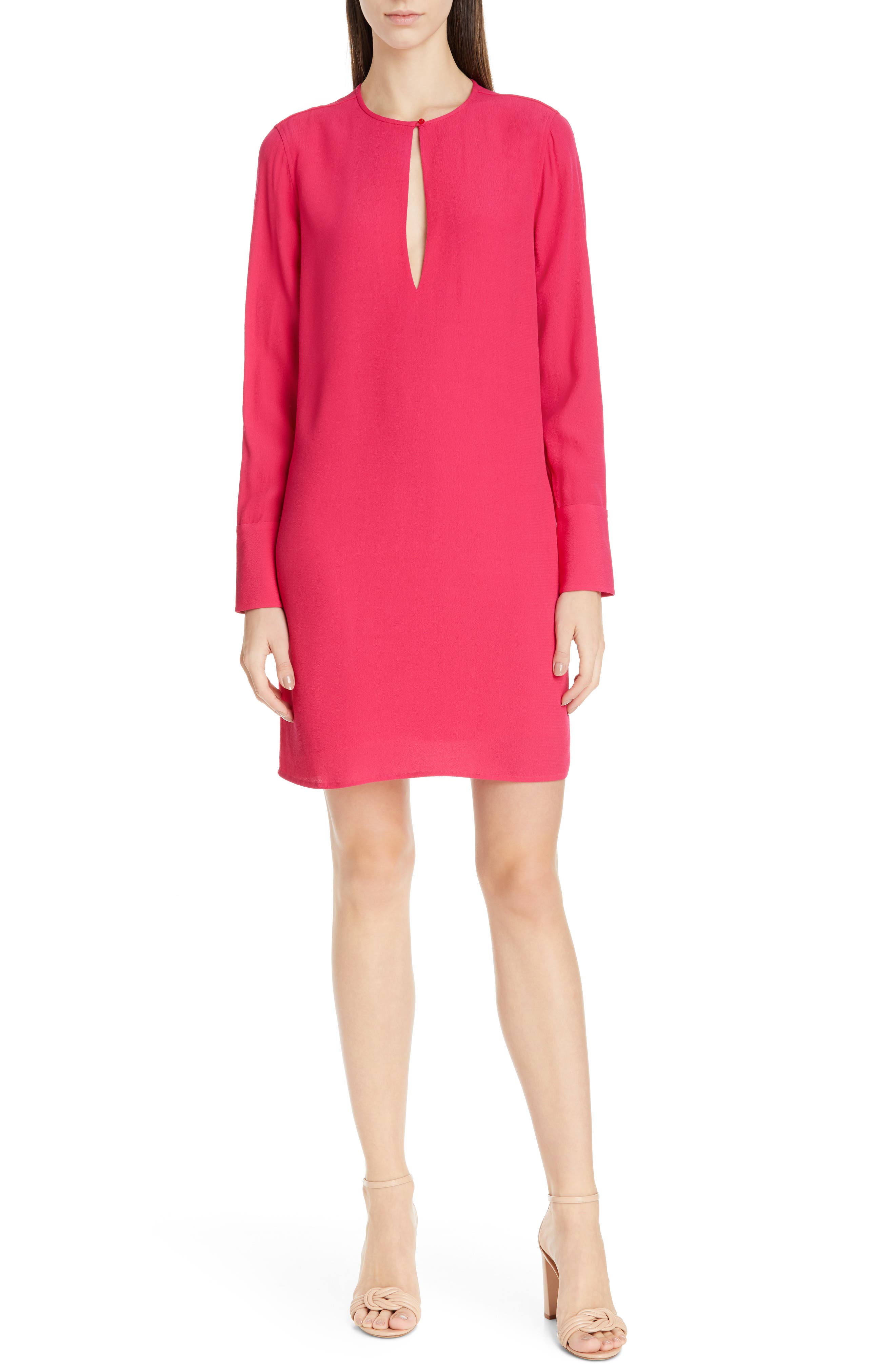 Equipment Bonnie Keyhole Long Sleeve Shift Dress, Pink