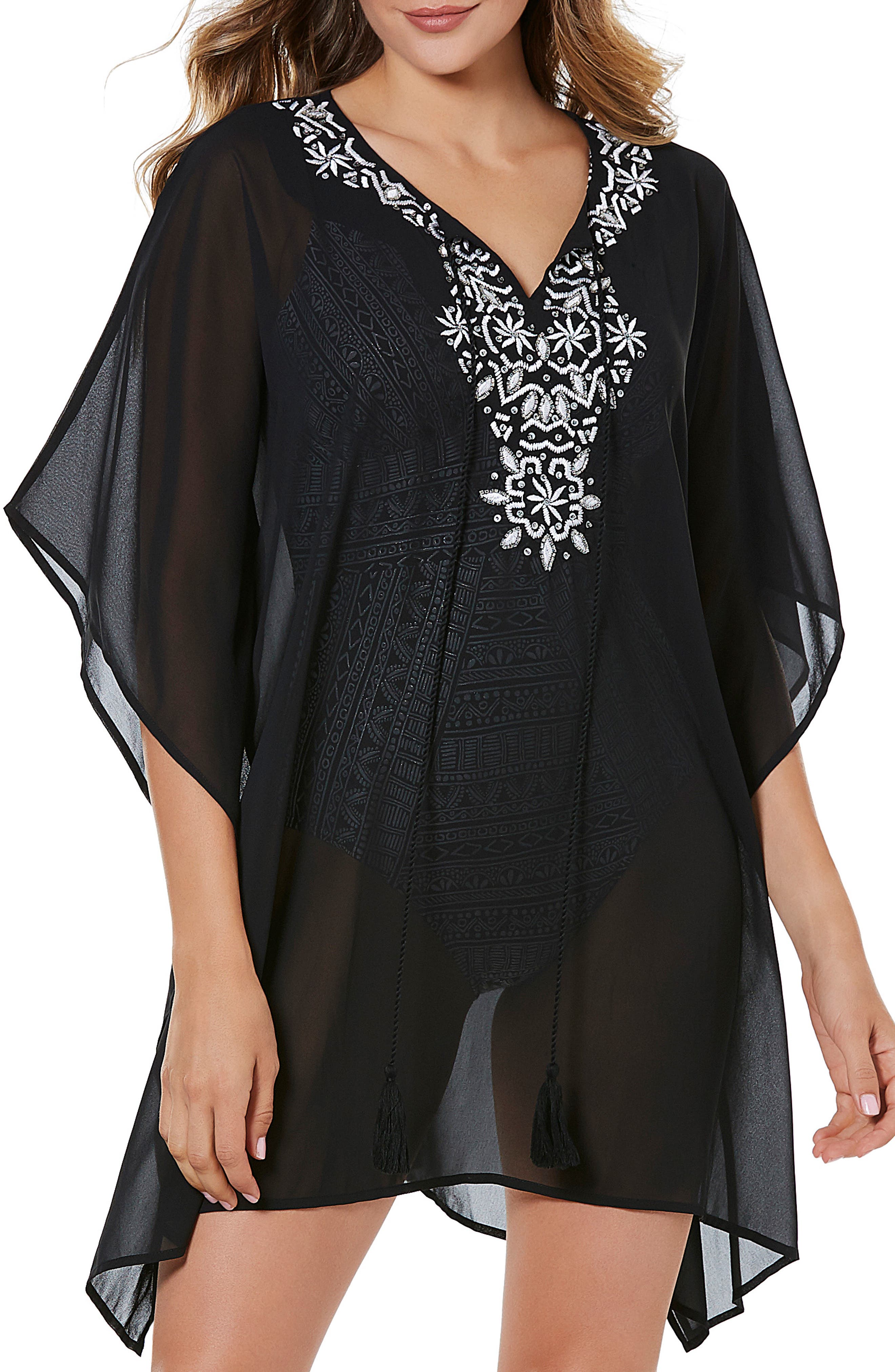 Miraclesuit Castaway Embellished Caftan, Black