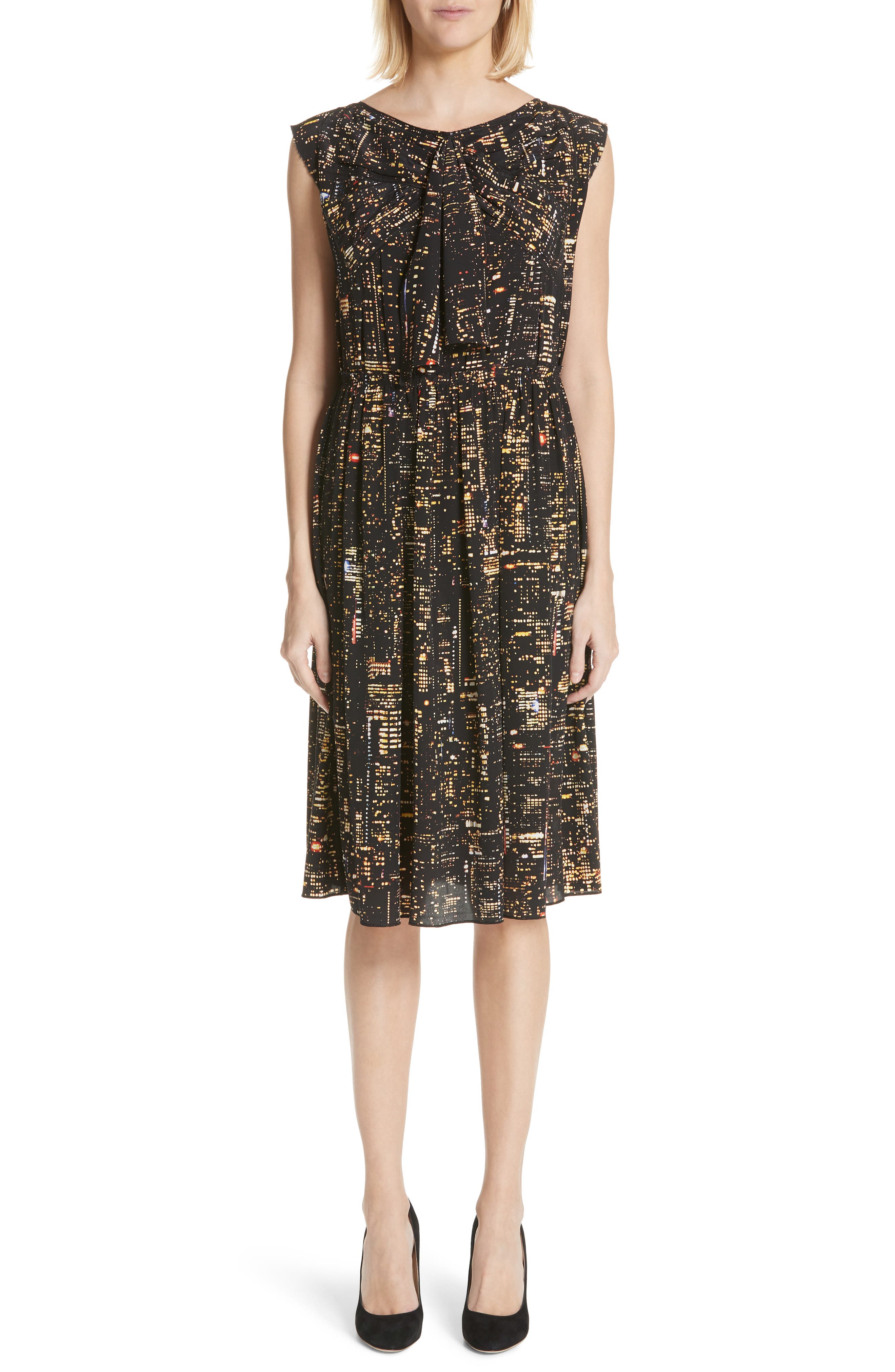 Marc Jacobs City Print Silk Dress, Yellow