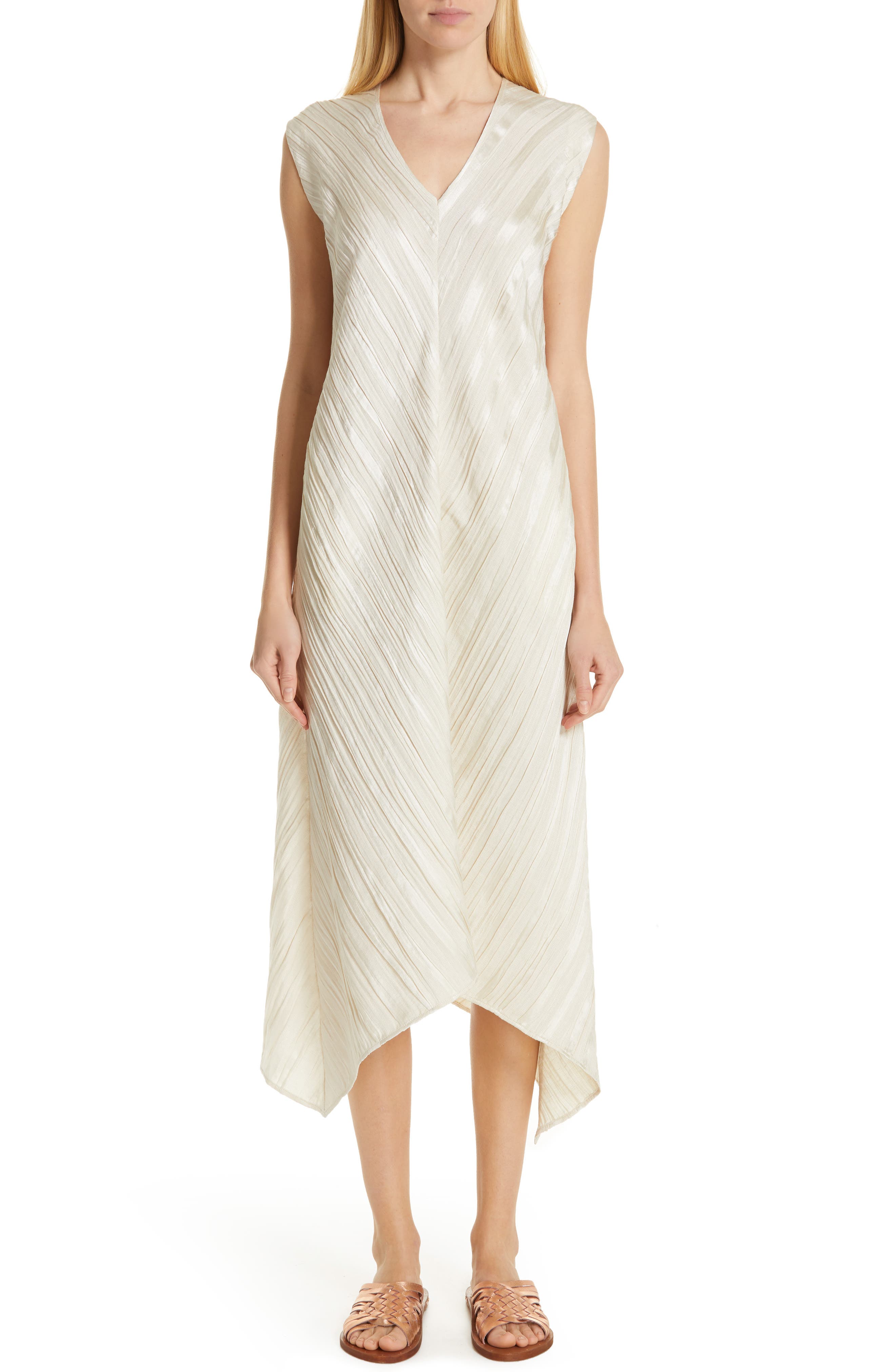 Zero + Maria Cornejo Foulard Plisse Linen & Silk Dress