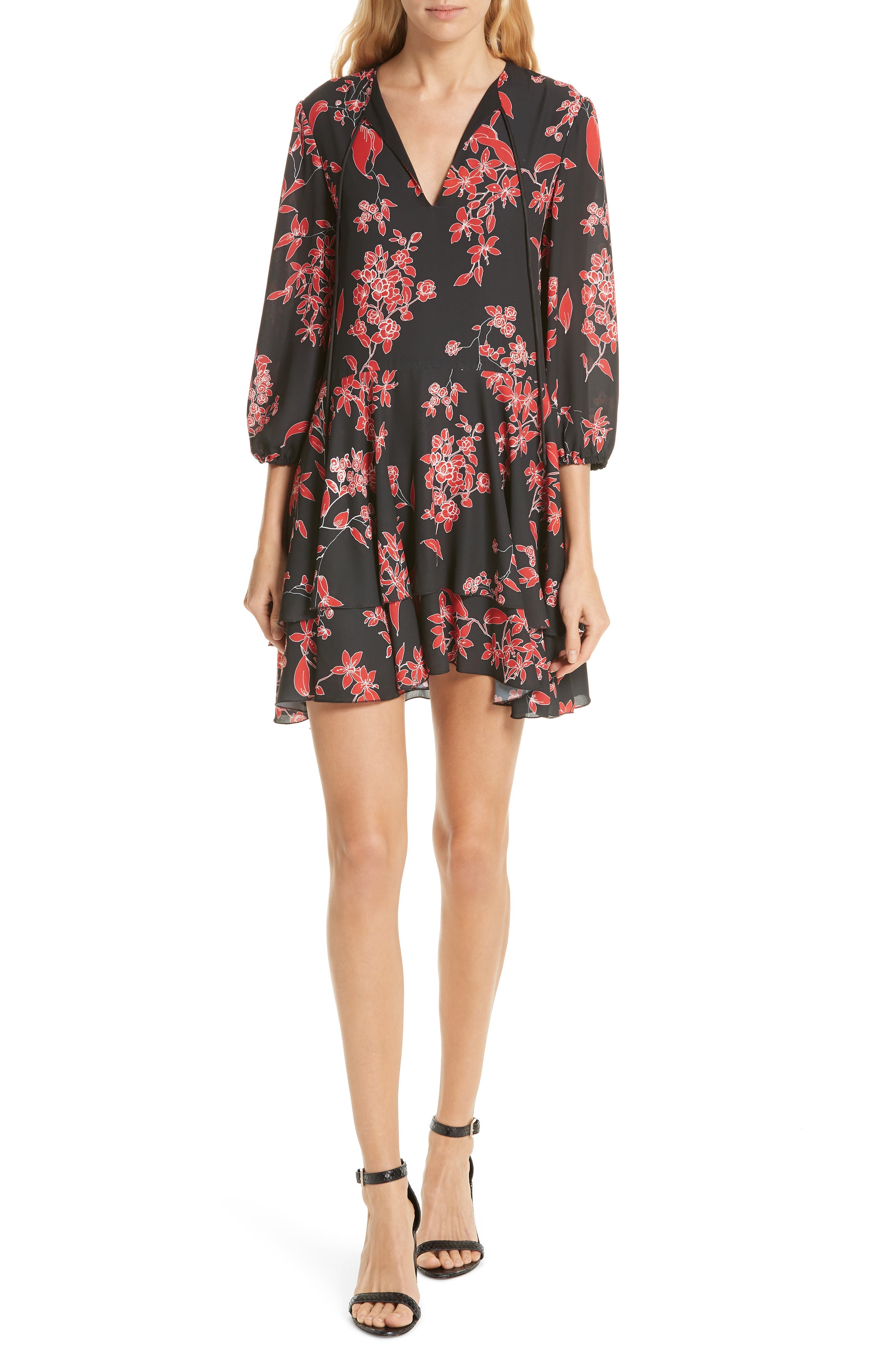 Alice + Olivia Moore Blouson Sleeve Dress, Black