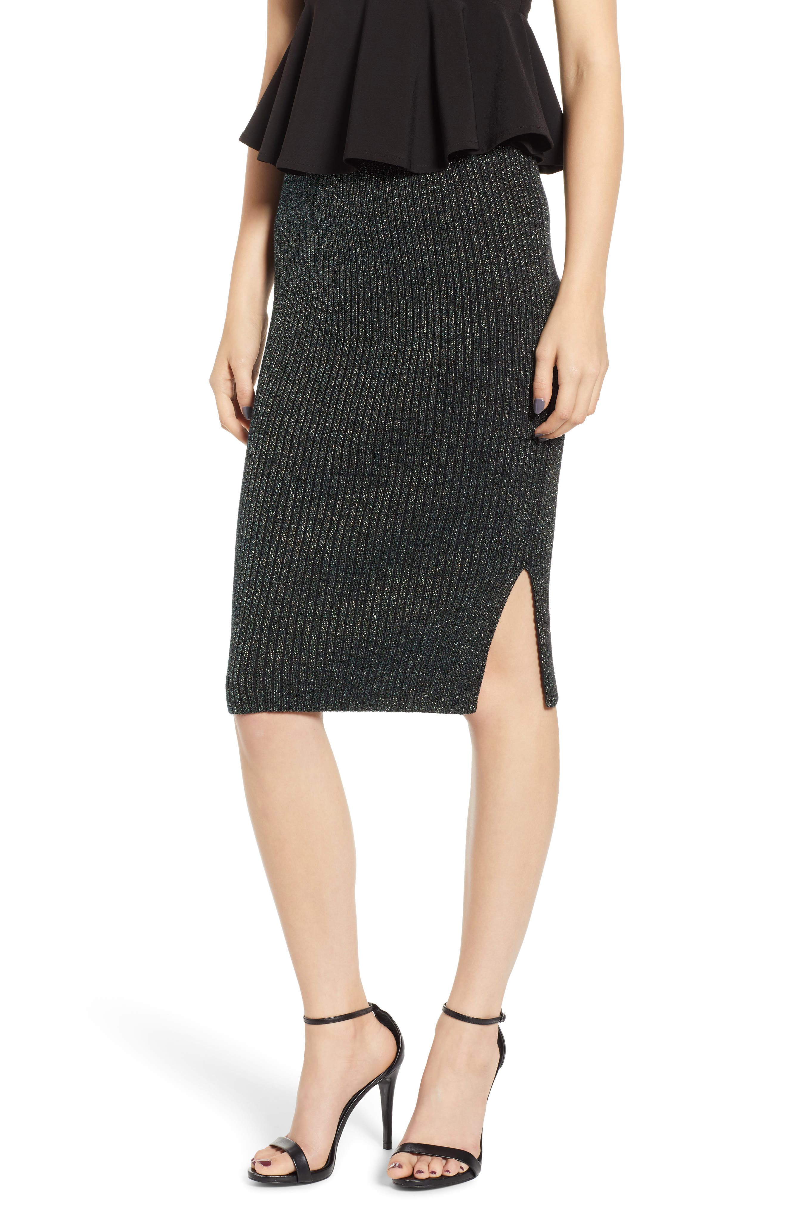 Leith Sparkle Sweater Skirt, Green