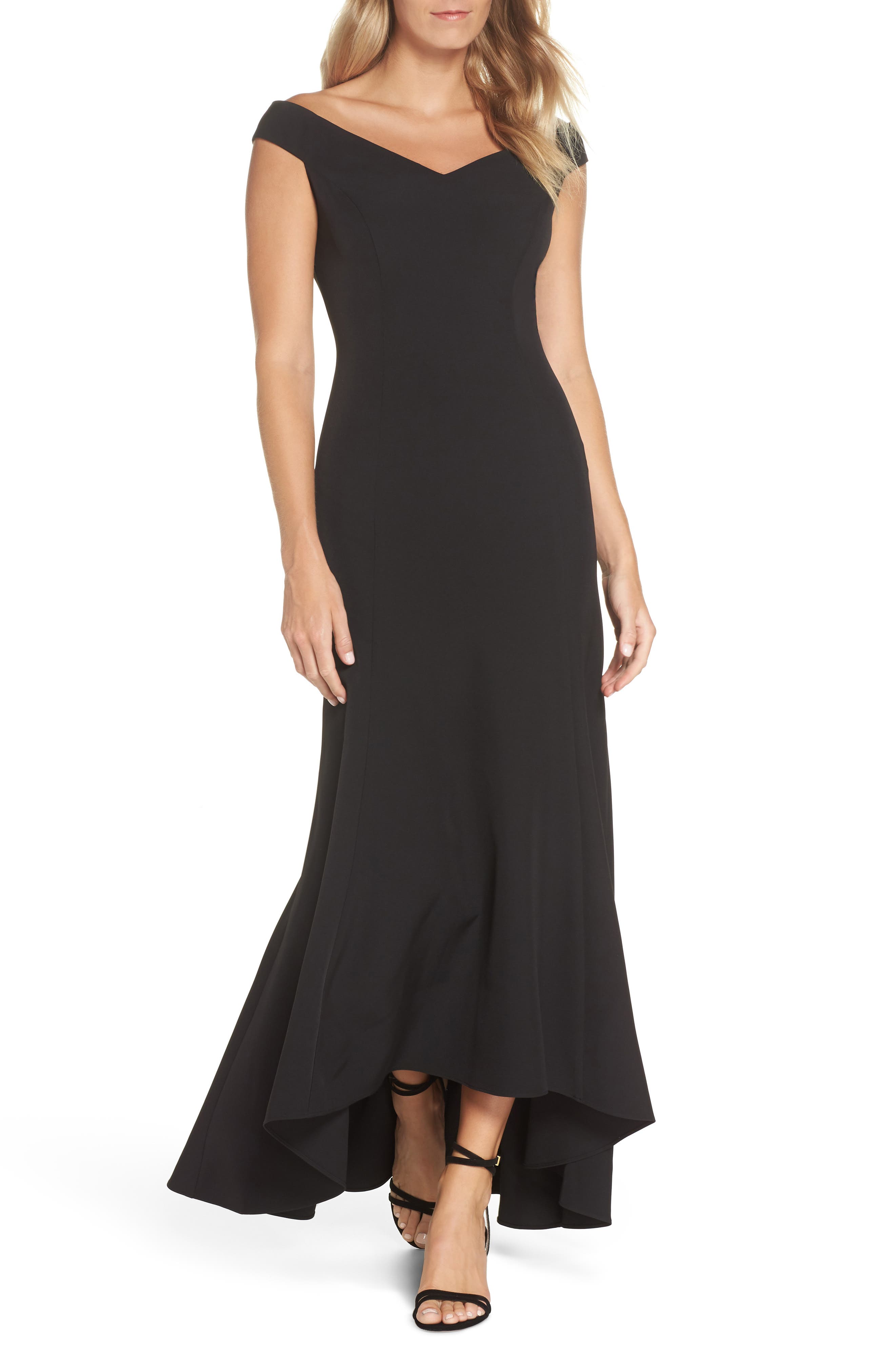 Vince Camuto Off The Shoulder Trumpet Dress, Black