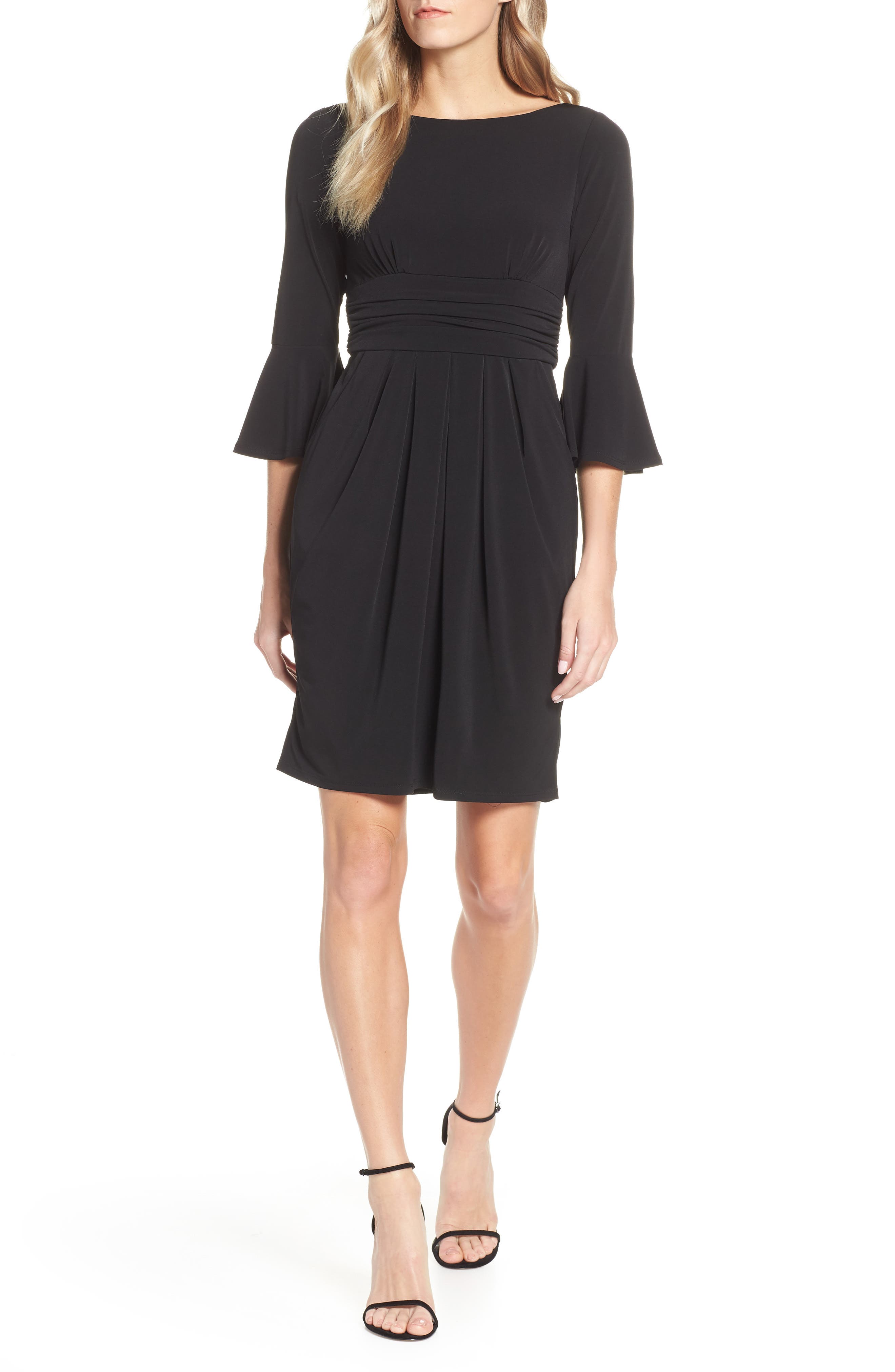 Eliza J Bell Sleeve Knit Sheath Dress, Black