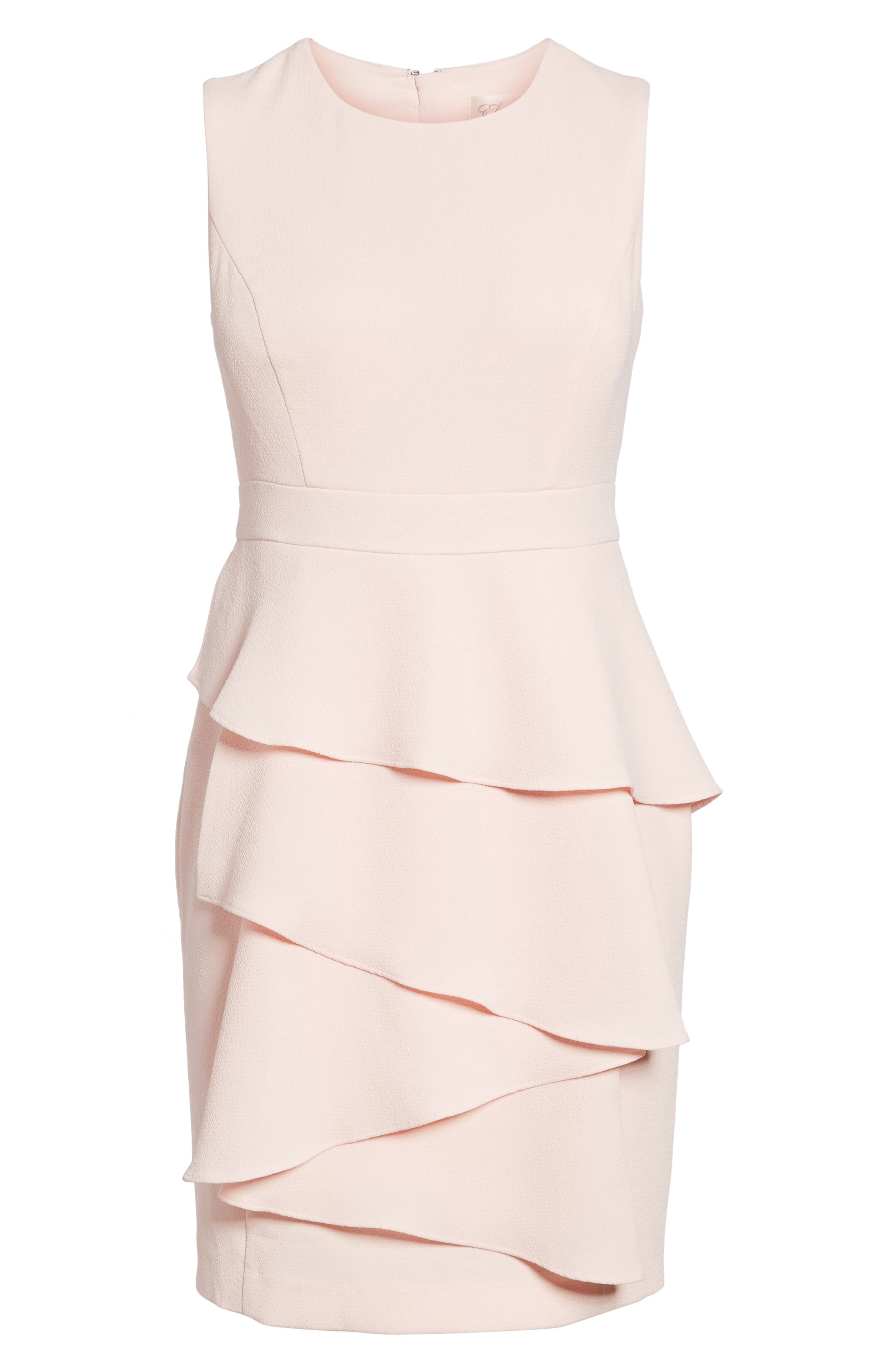 Eliza J Ella Ruffle Cascade Crepe Sheath Dress