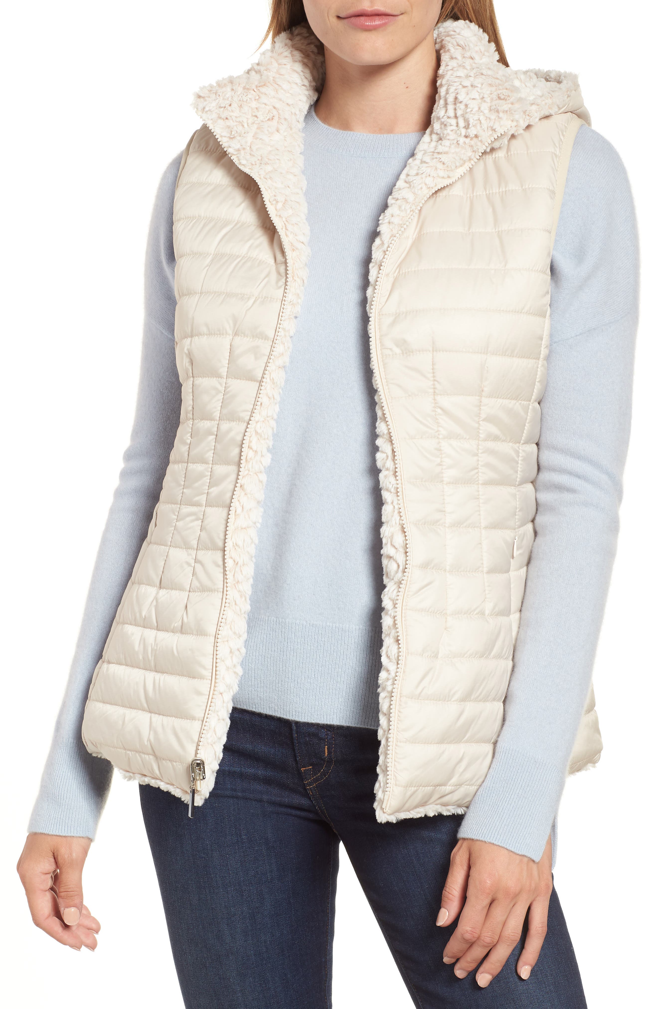 Gallery Faux Fur Reversible Hooded Vest