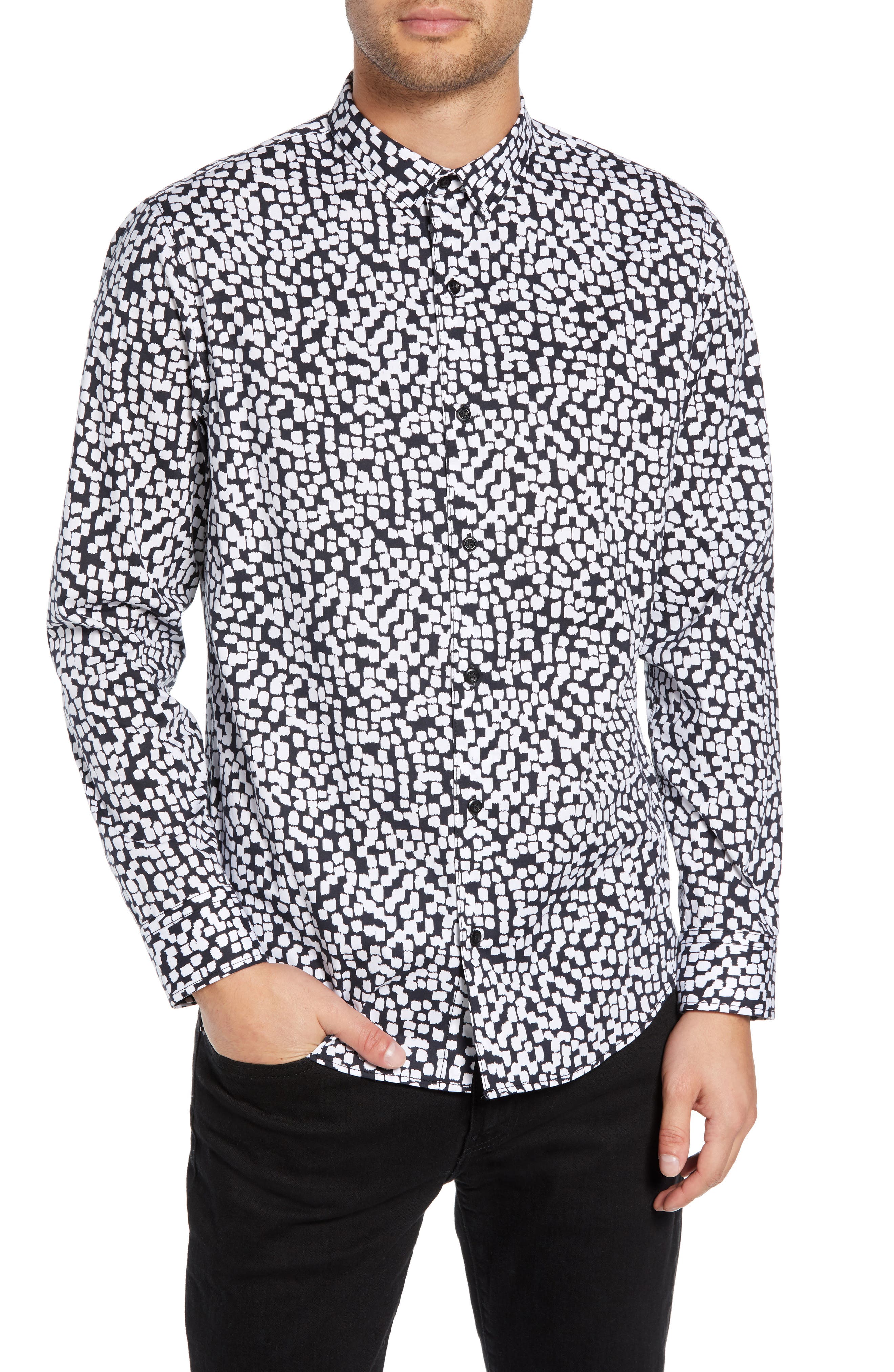 The Rail Print Sport Shirt, Black