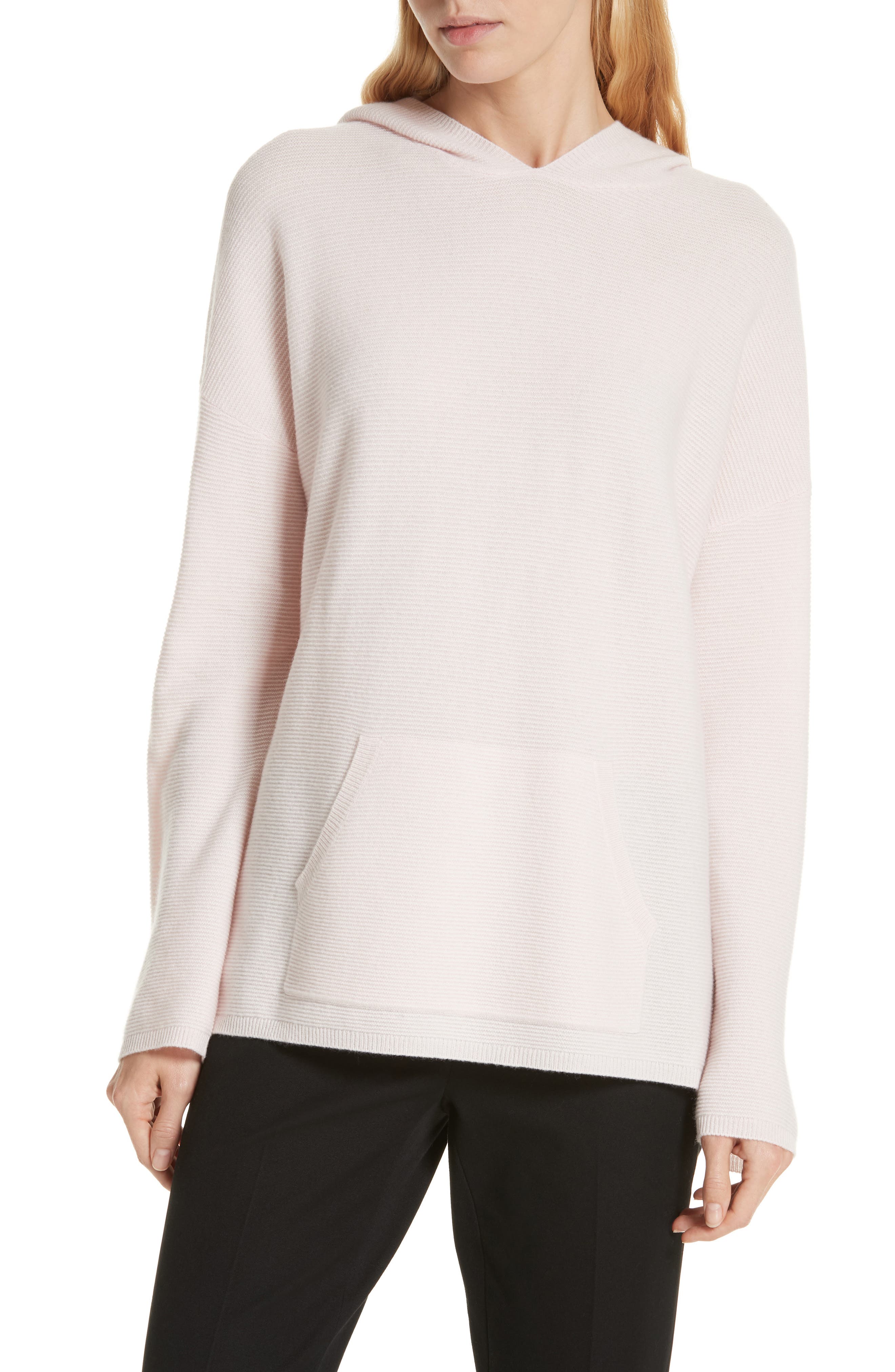 Nordstrom Signature Cashmere Pocket Hoodie Sweater, Pink