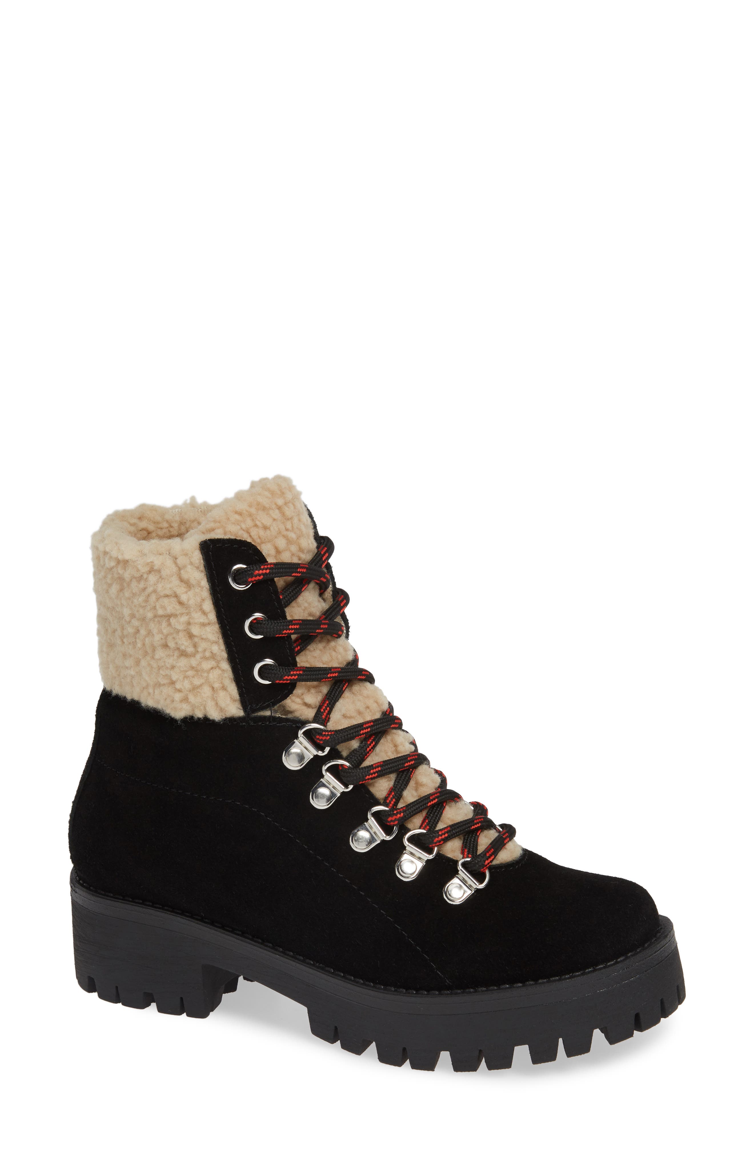 Steve Madden Bitter Faux Shearling Trim Bootie, Black