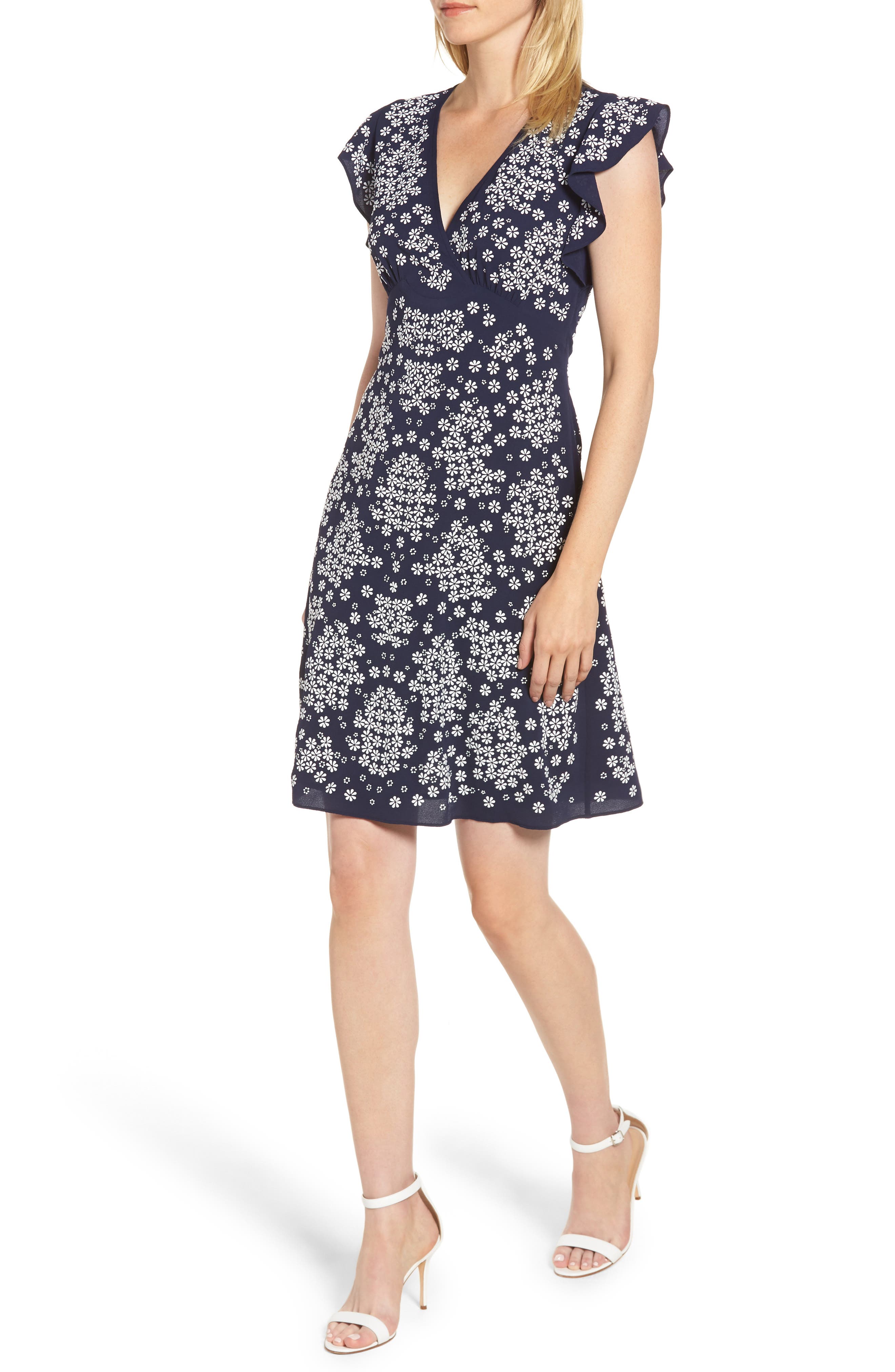 Michael Michael Kors Flower Empire Waist Dress, Blue