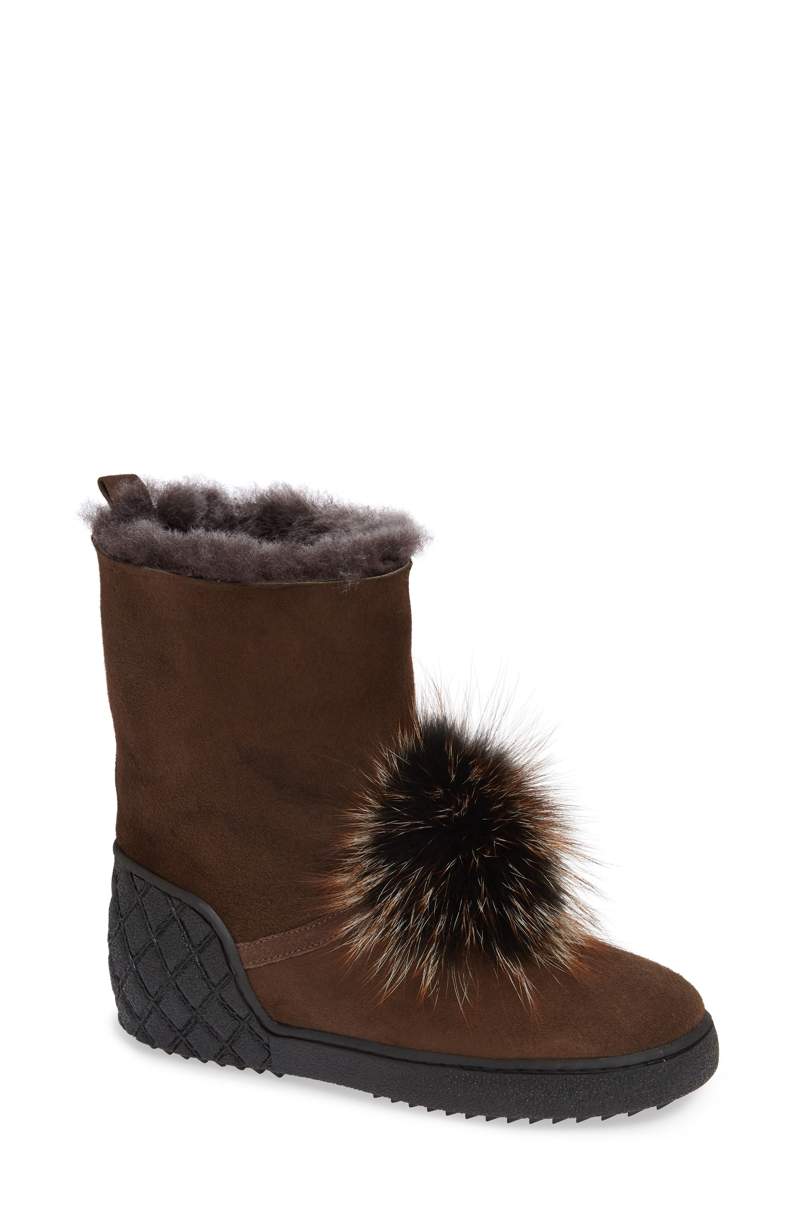 Sheridan Mia Toto Genuine Fox Fur Bootie Beige