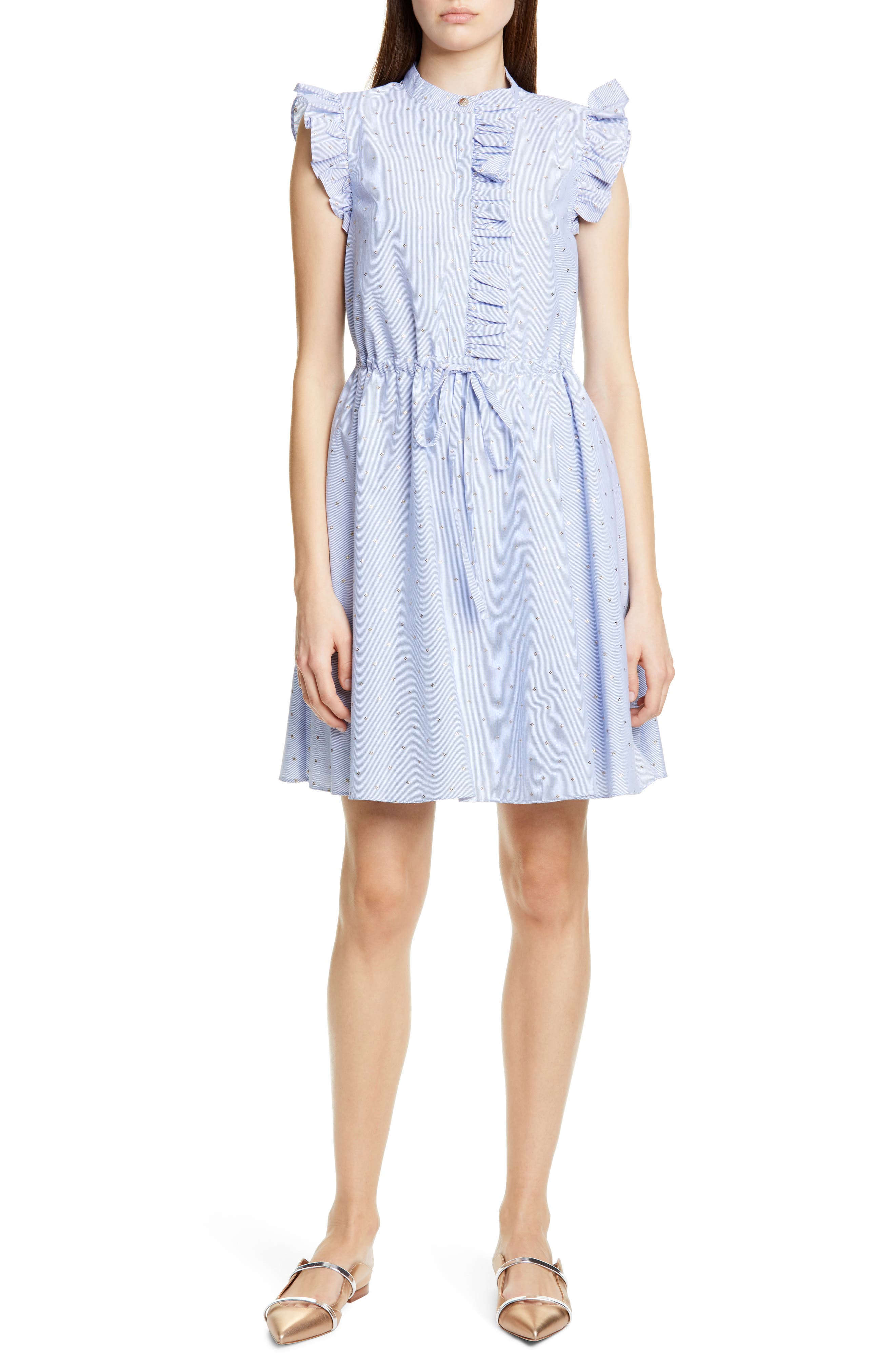 Ted Baker London Beyonc Ruffle Trim A-Line Dress, White