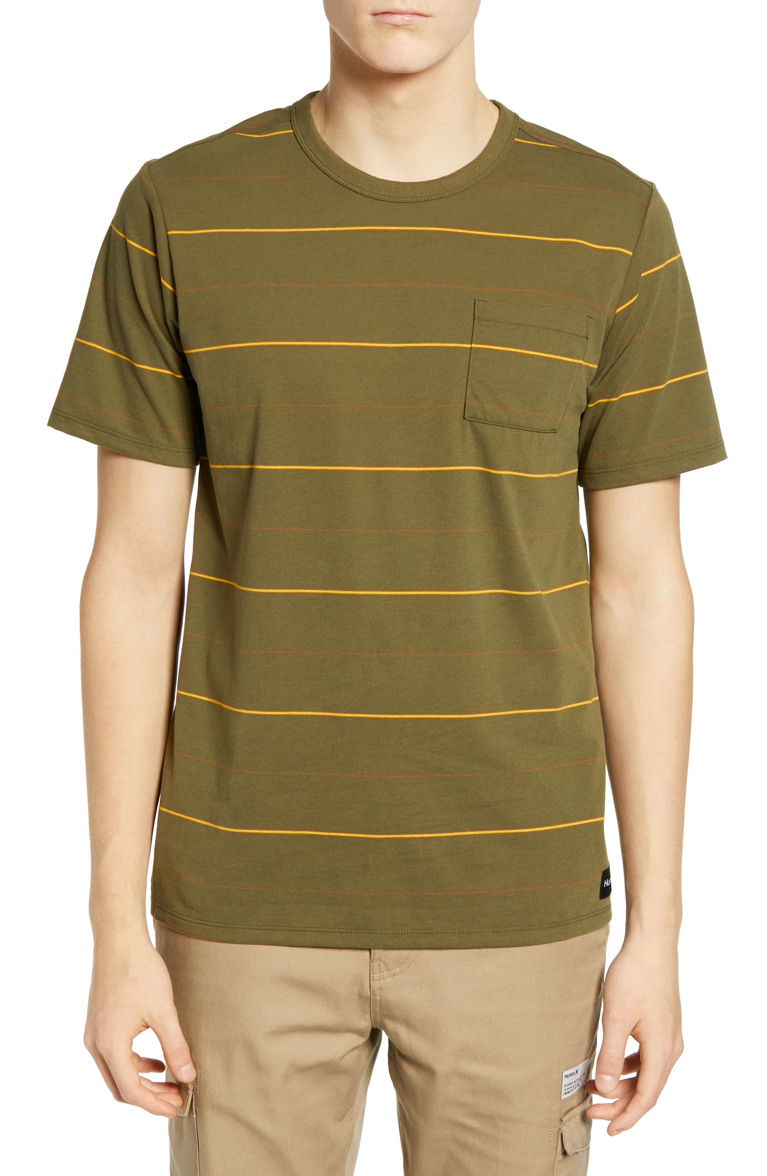 Hurley Dri-Fit Straya Stripe Pocket T-Shirt, Green