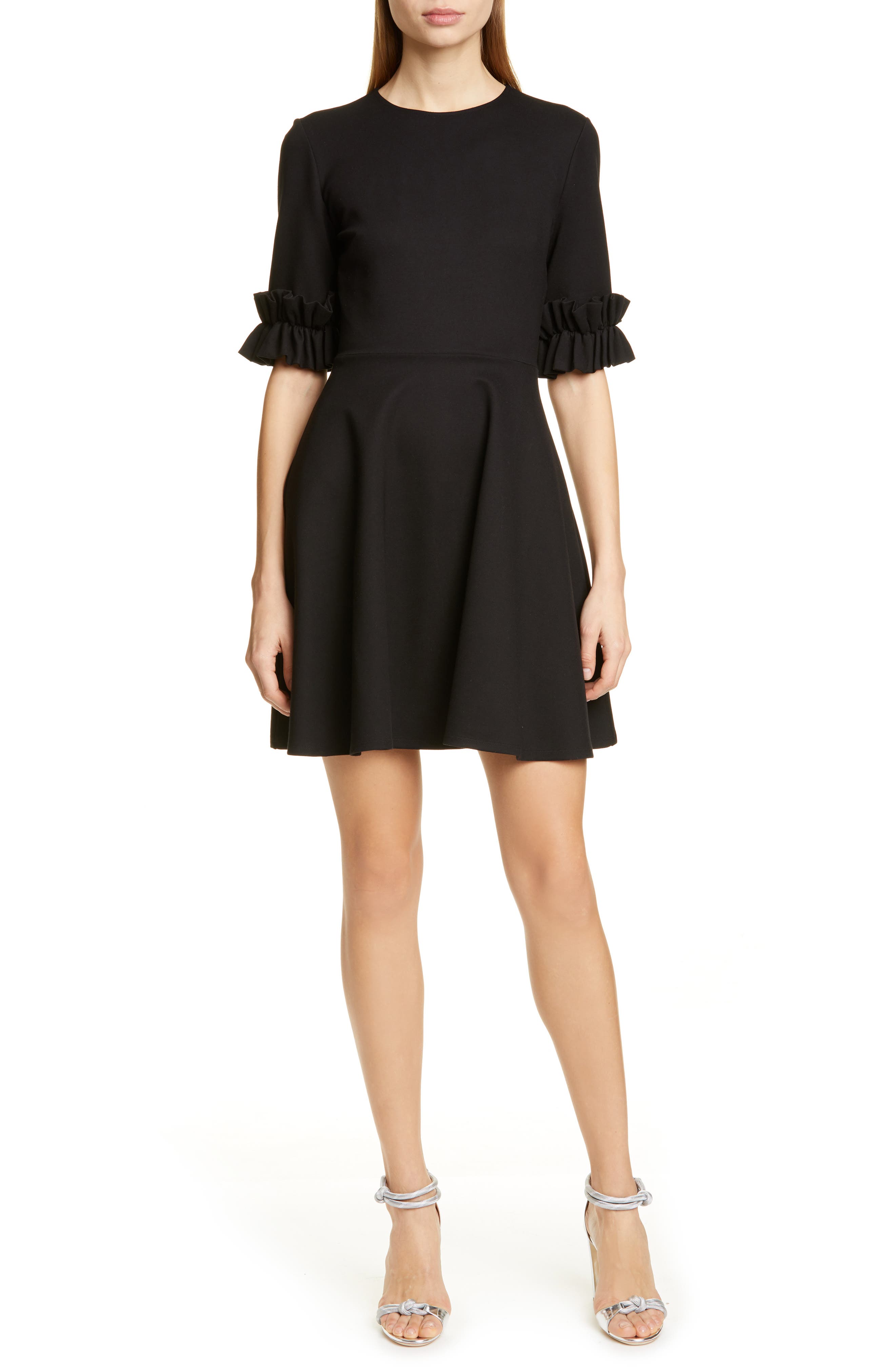 Ted Baker London Ritzi Ruffle Sleeve Skater Dress, Black