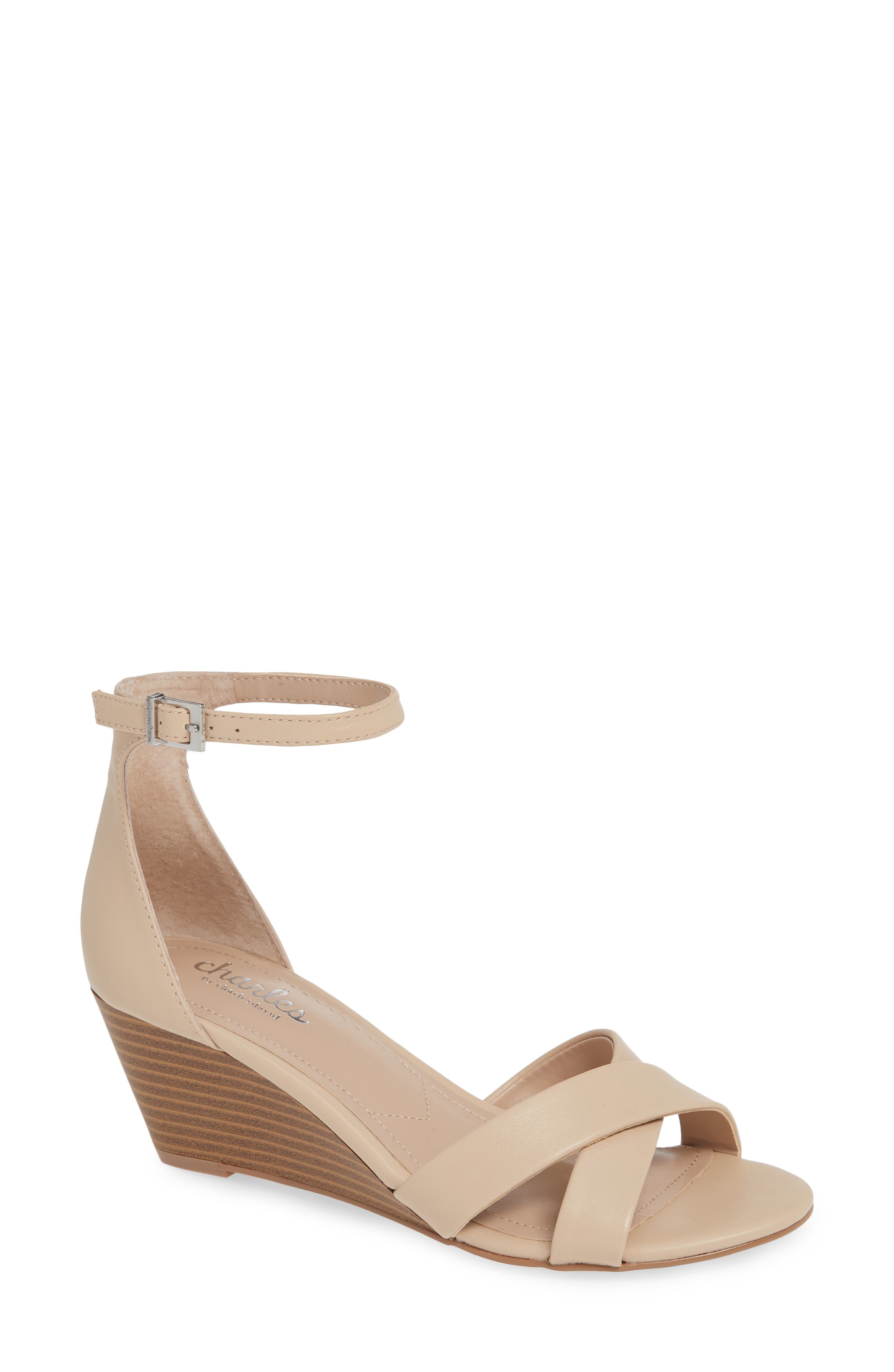 Charles By Charles David Griffin Ankle Strap Wedge- Beige