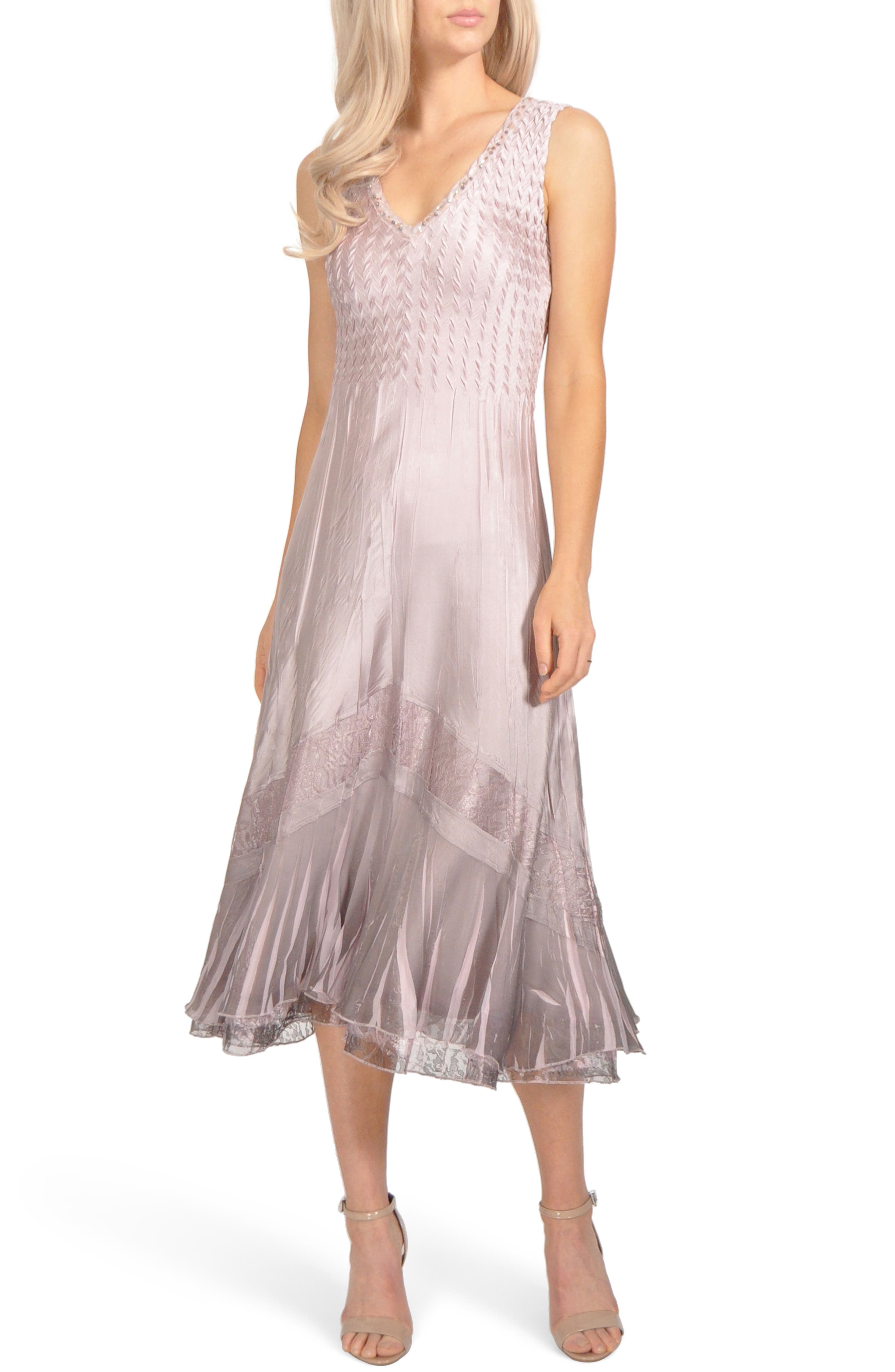 Komarov Lace Inset Charmeuse Dress With Jacket, Pink