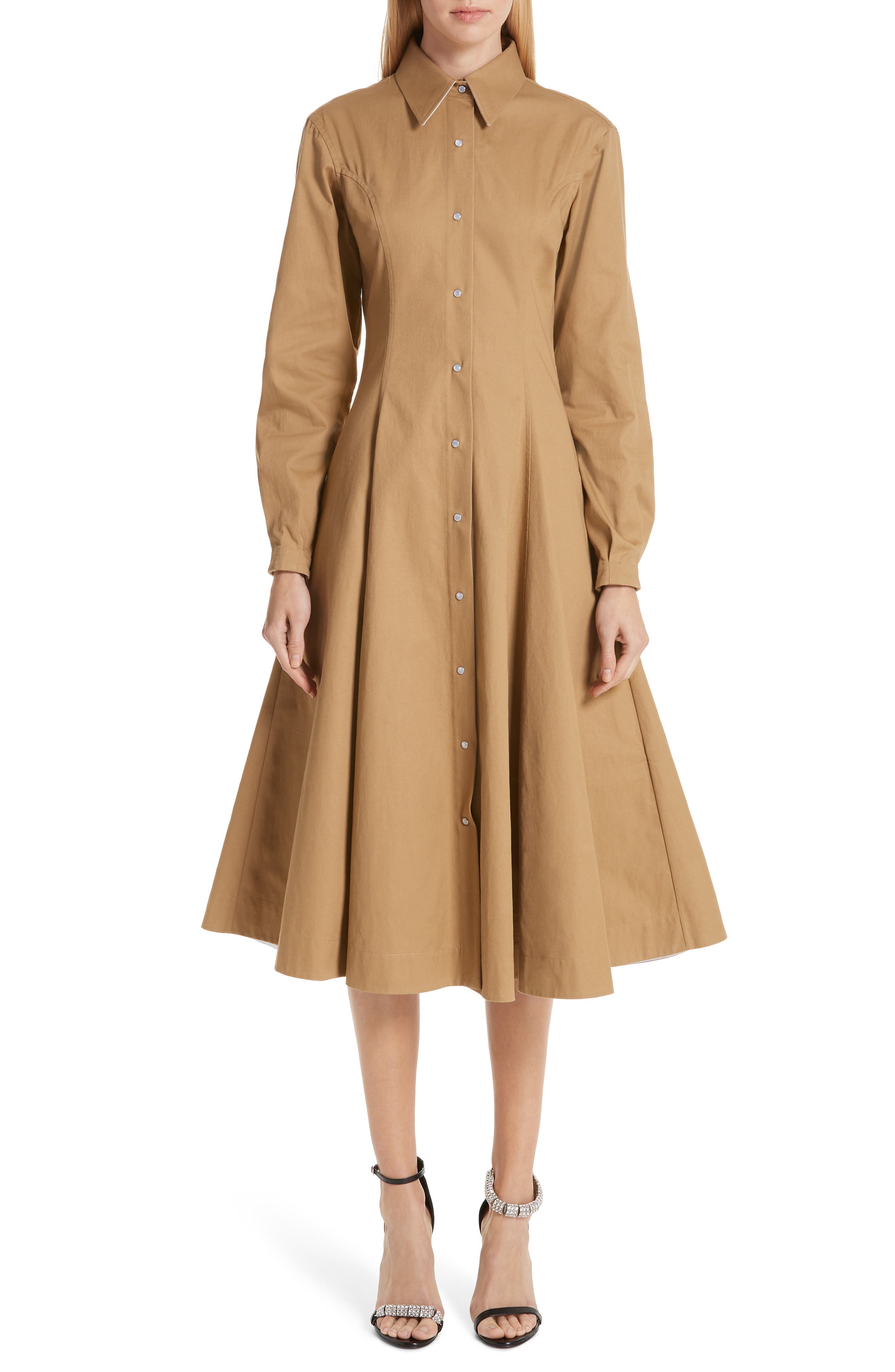 Calvin Klein 205W39Nyc Western Twill A-Line Midi Dress, US / 42 IT - Beige