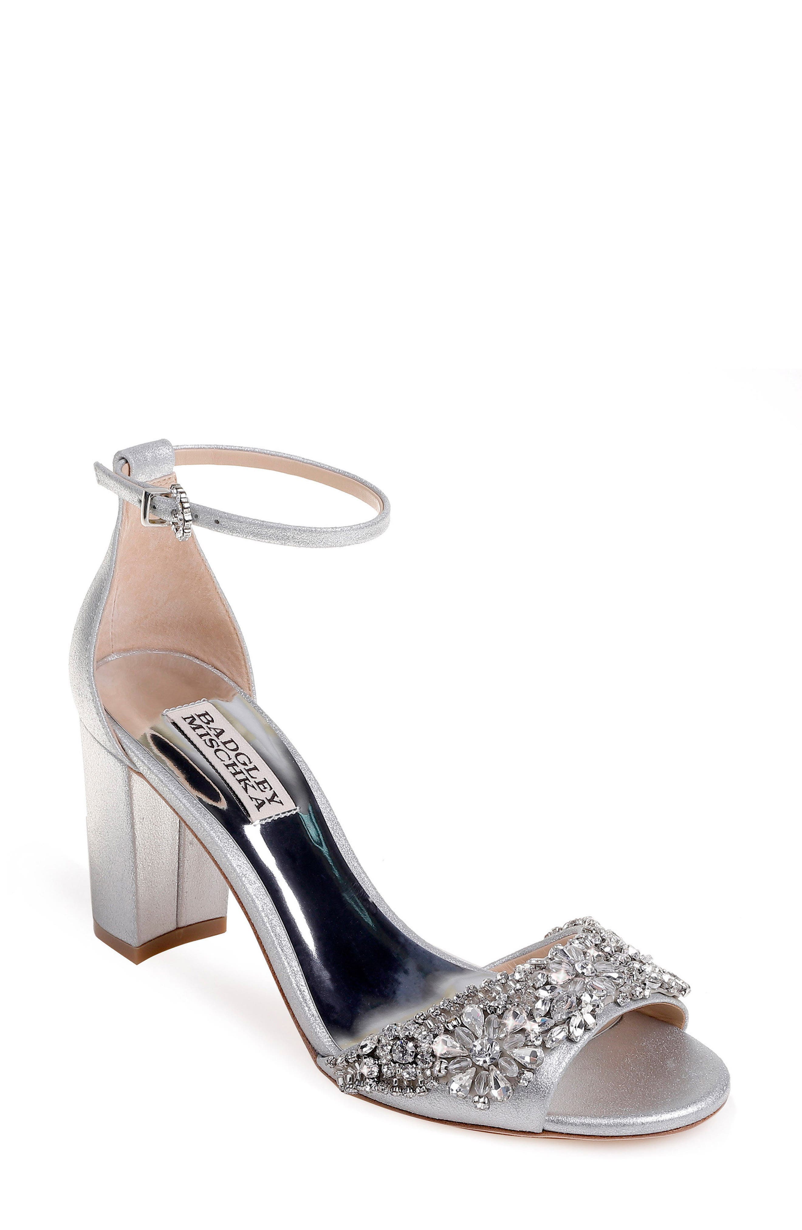 Badgley Mischka Hines Embellished Block Heel Sandal