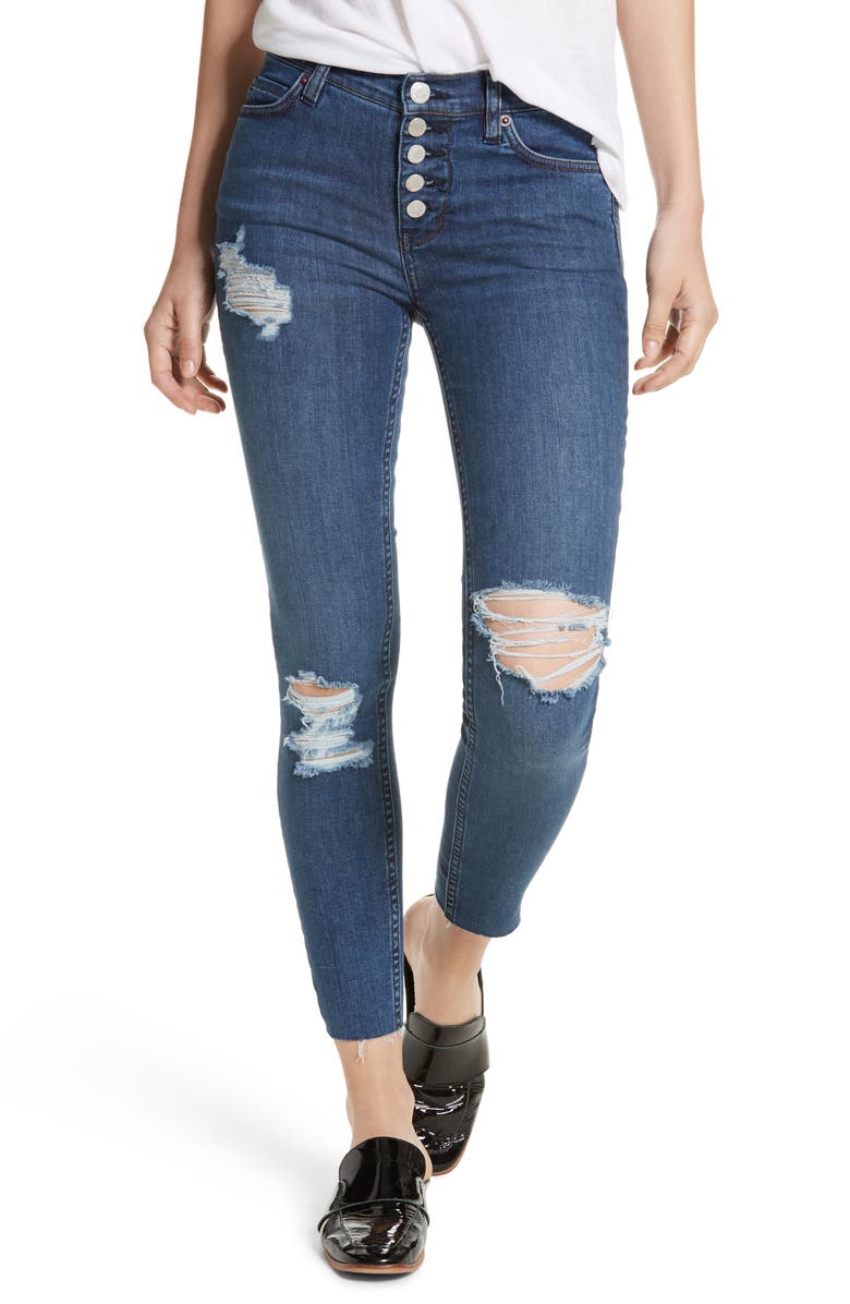 We the Free by Free People Reagan Destroyed Crop Skinny Jeans | Nordstrom