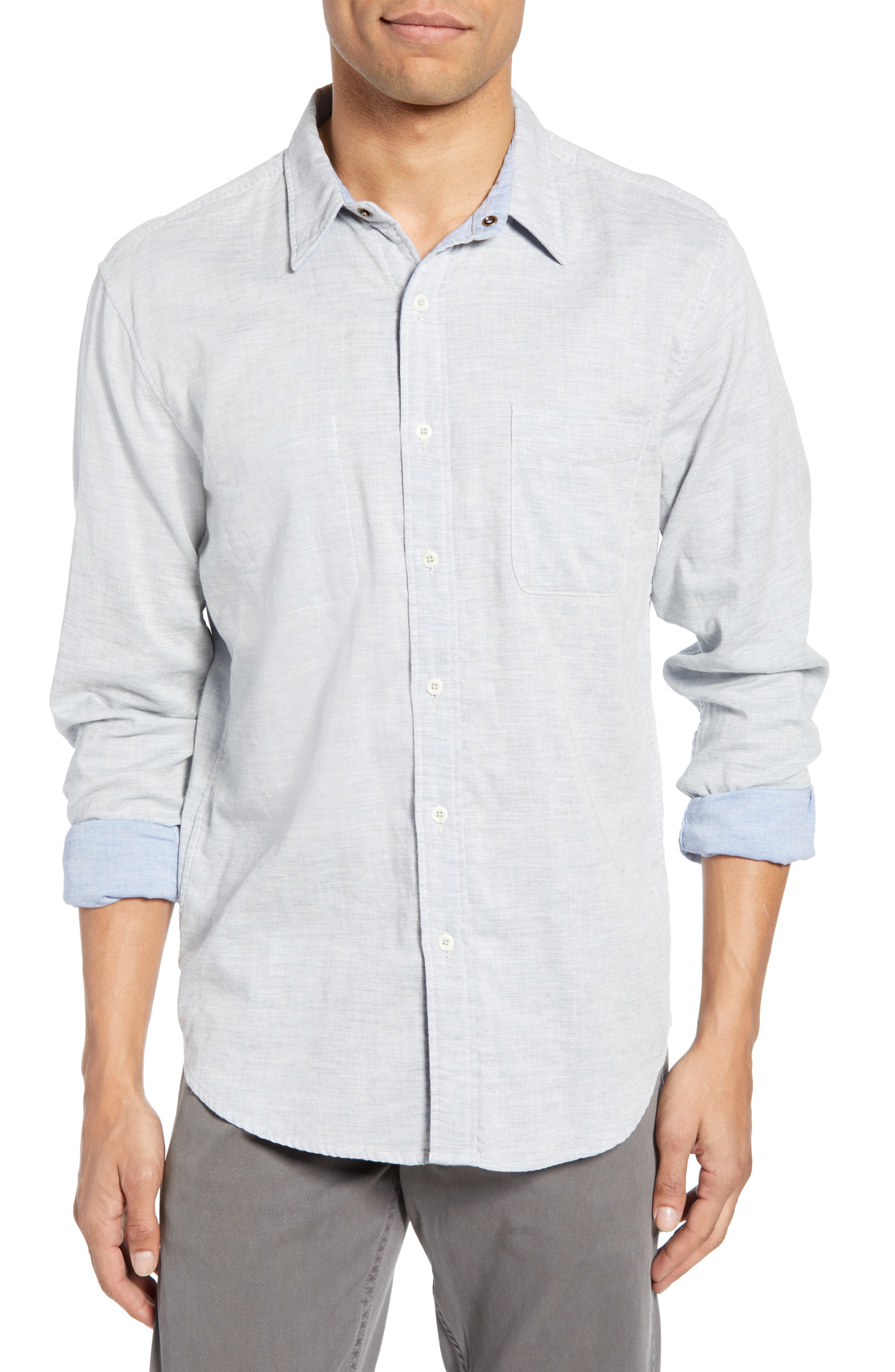 Faherty Belmar Regular Fit Reversible Cotton Sport Shirt, Blue