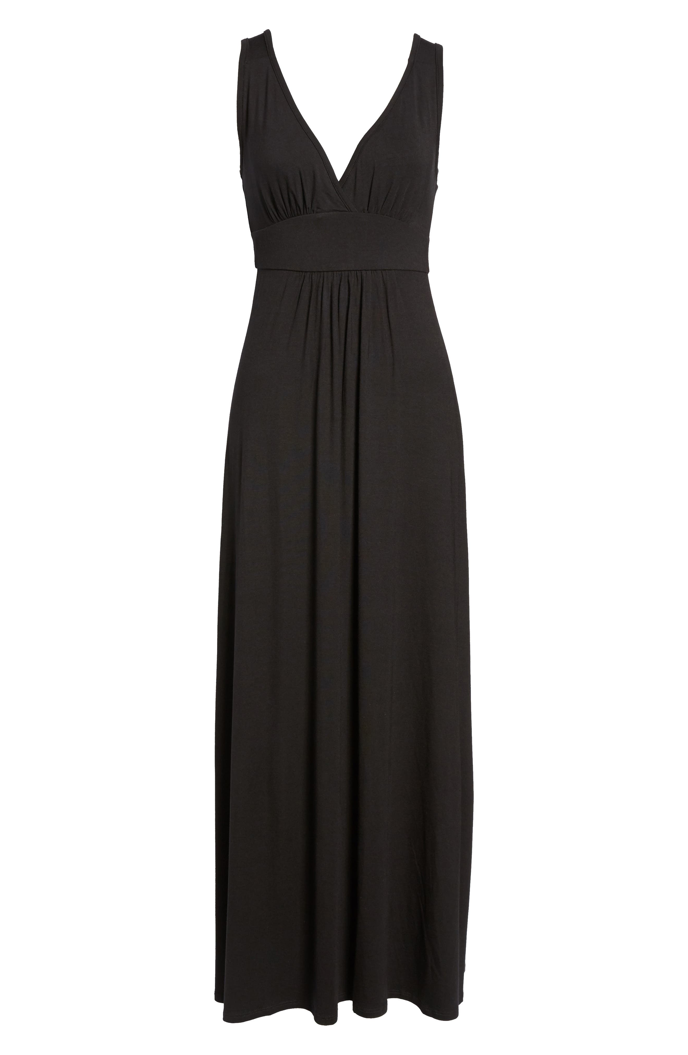 Petite Loveappella V-Neck Jersey Maxi Dress, Black