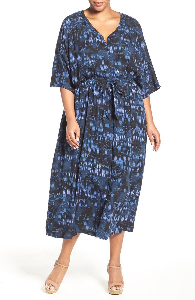 Melissa McCarthy Seven7 Print Flutter Sleeve Maxi Dress (Plus Size ...