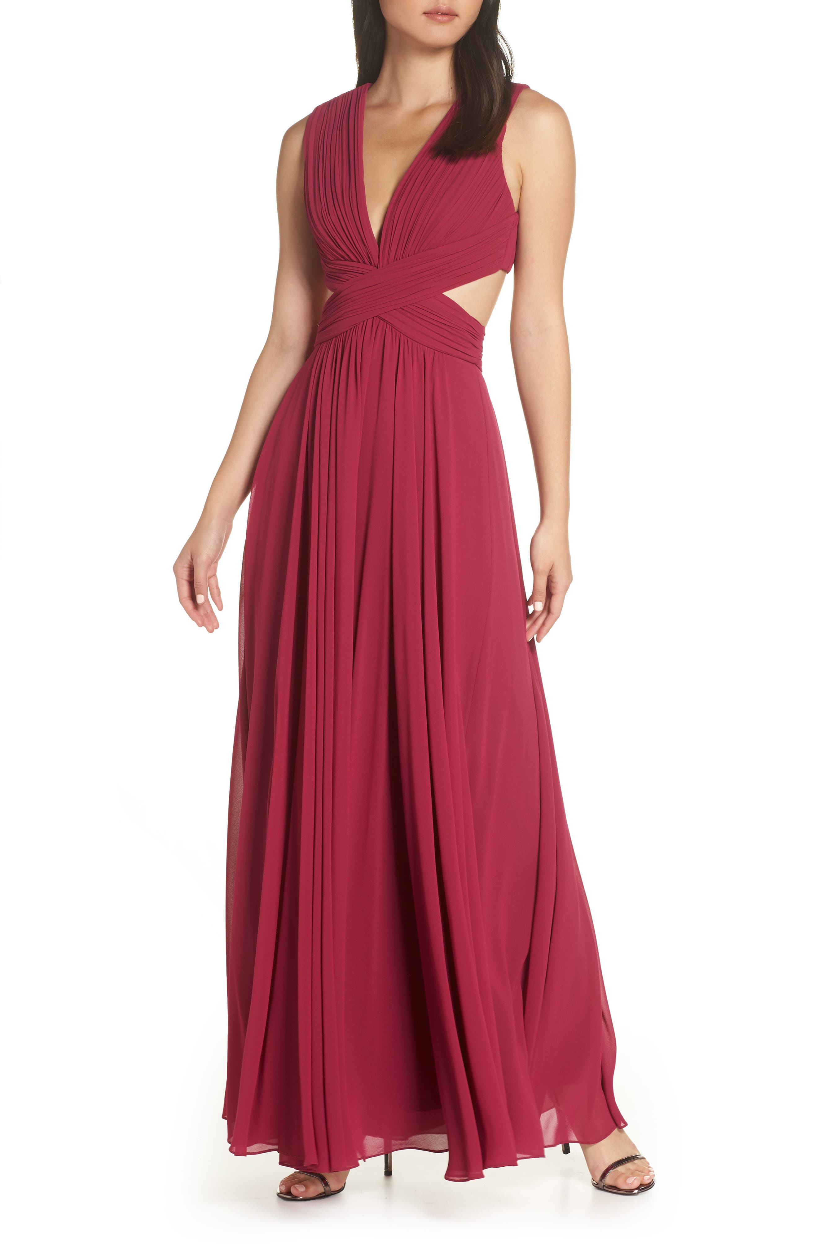 Lulus Vivid Imagination Chiffon Gown, Red