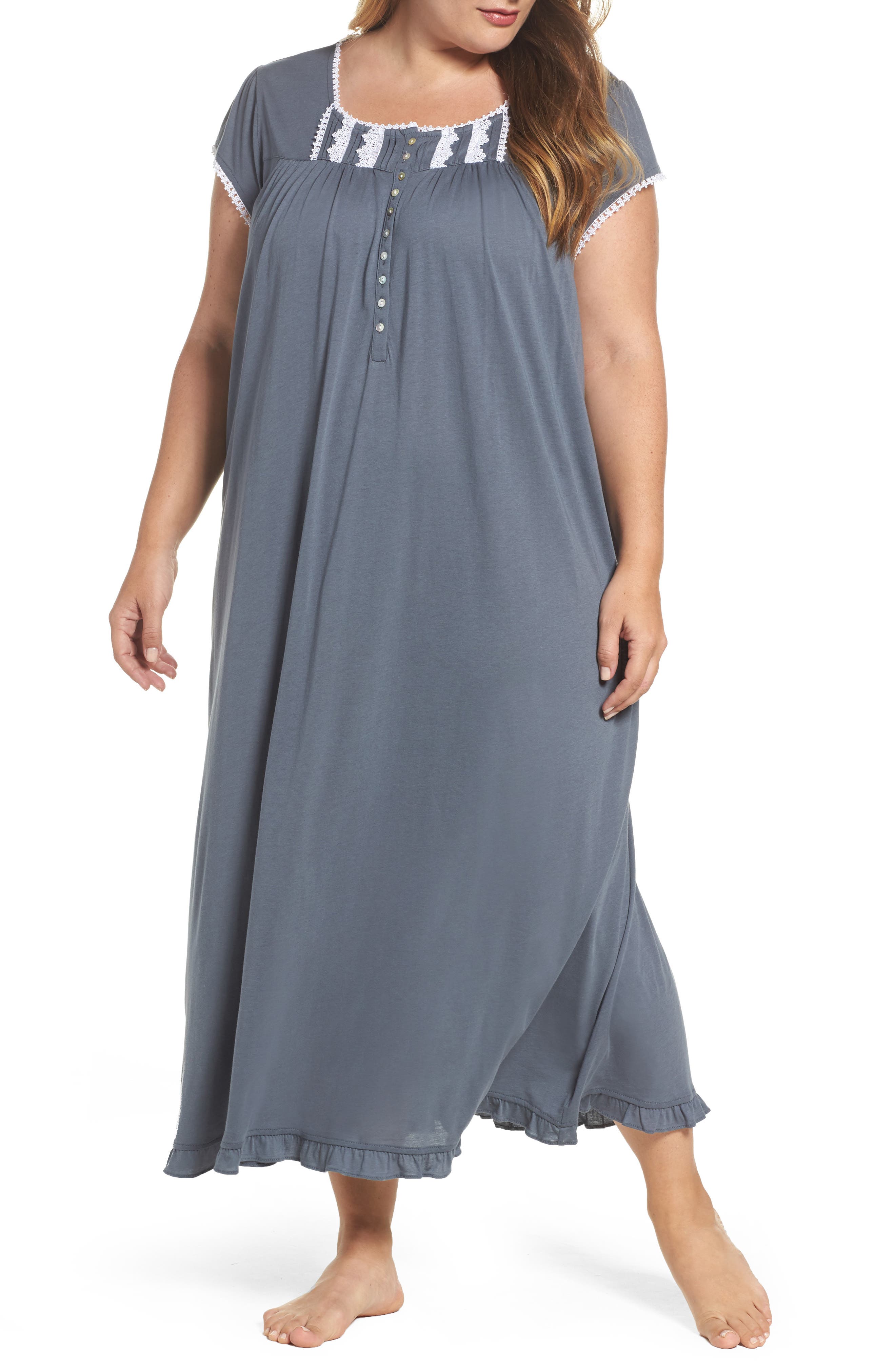 Eileen West Cotton & Modal Long Nightgown (Plus Size) Nordstrom
