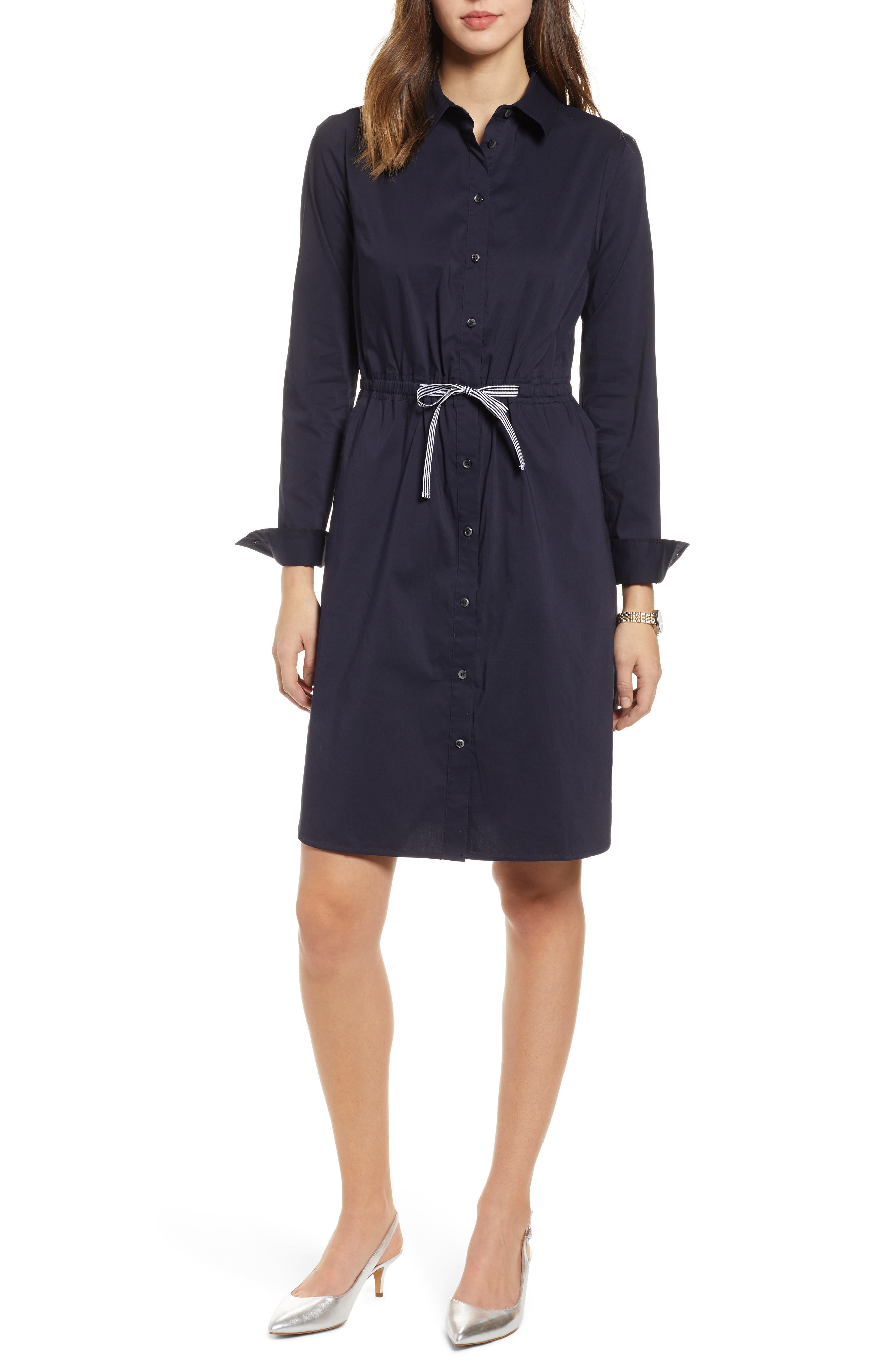 Petite 1901 Tie Waist Shirtdress, Blue
