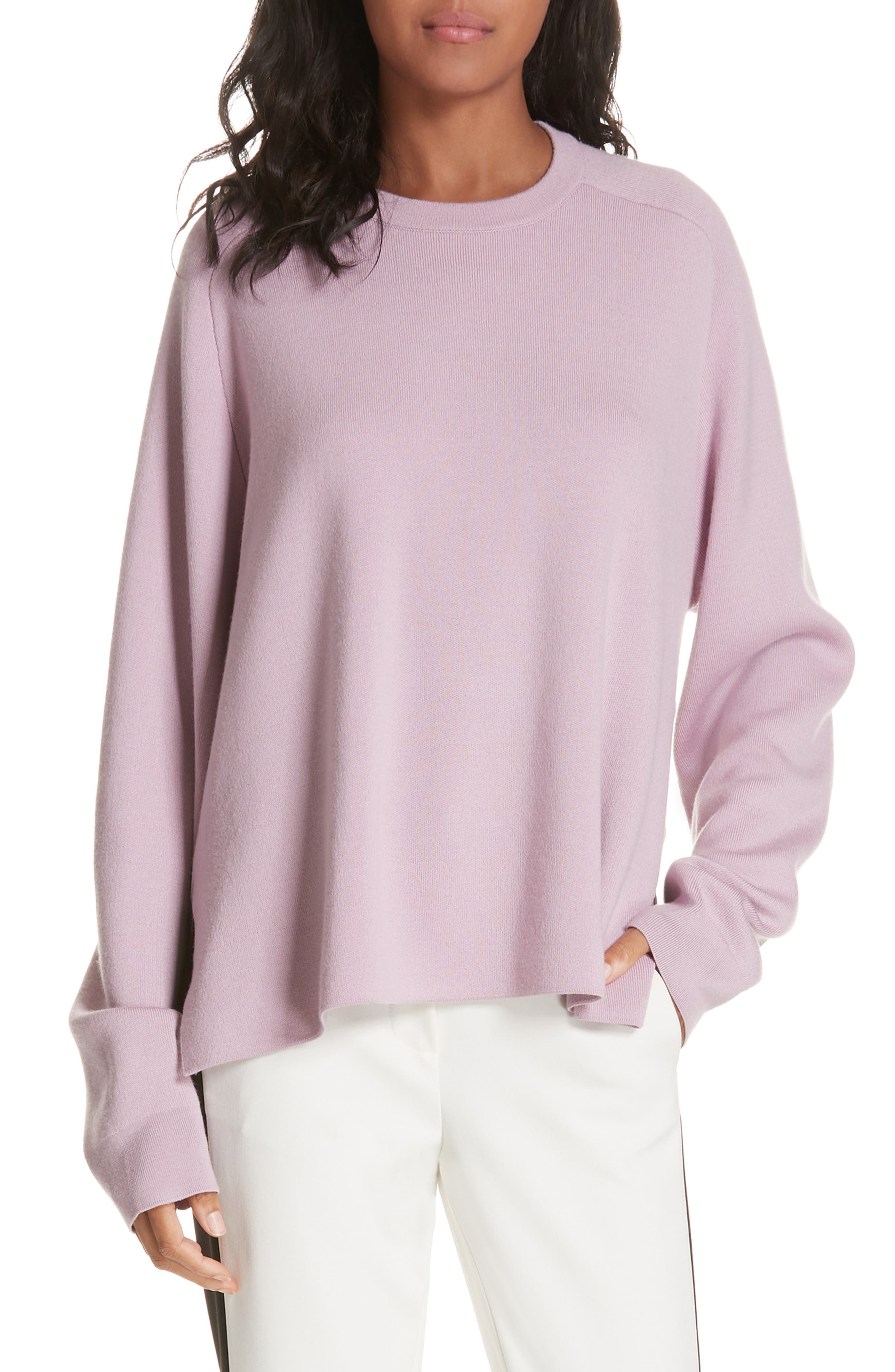 Tibi Silk Back Merino Wool Sweater, Pink