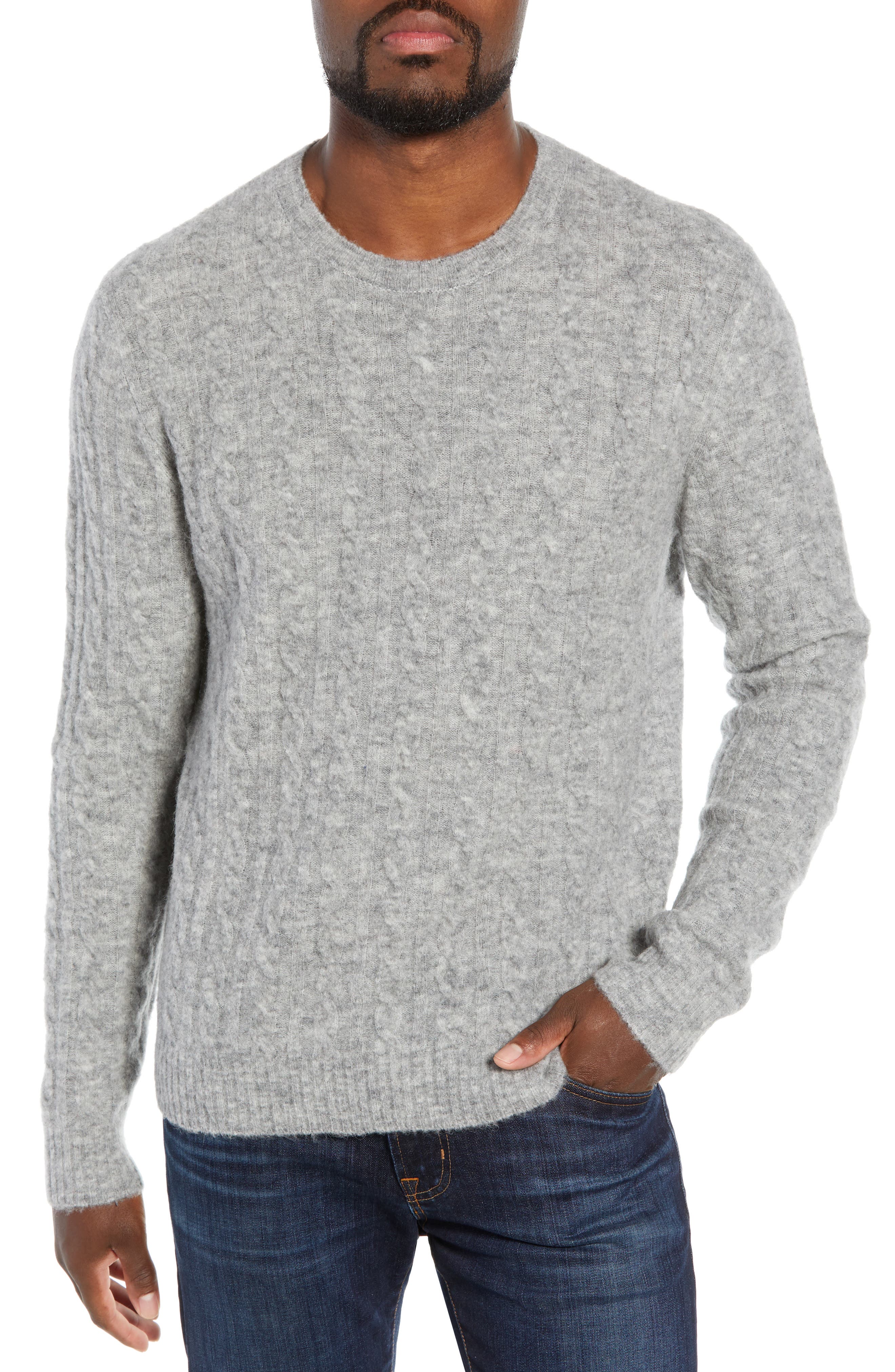 Bonobos Slim Fit Cable Wool Blend Sweater, Grey