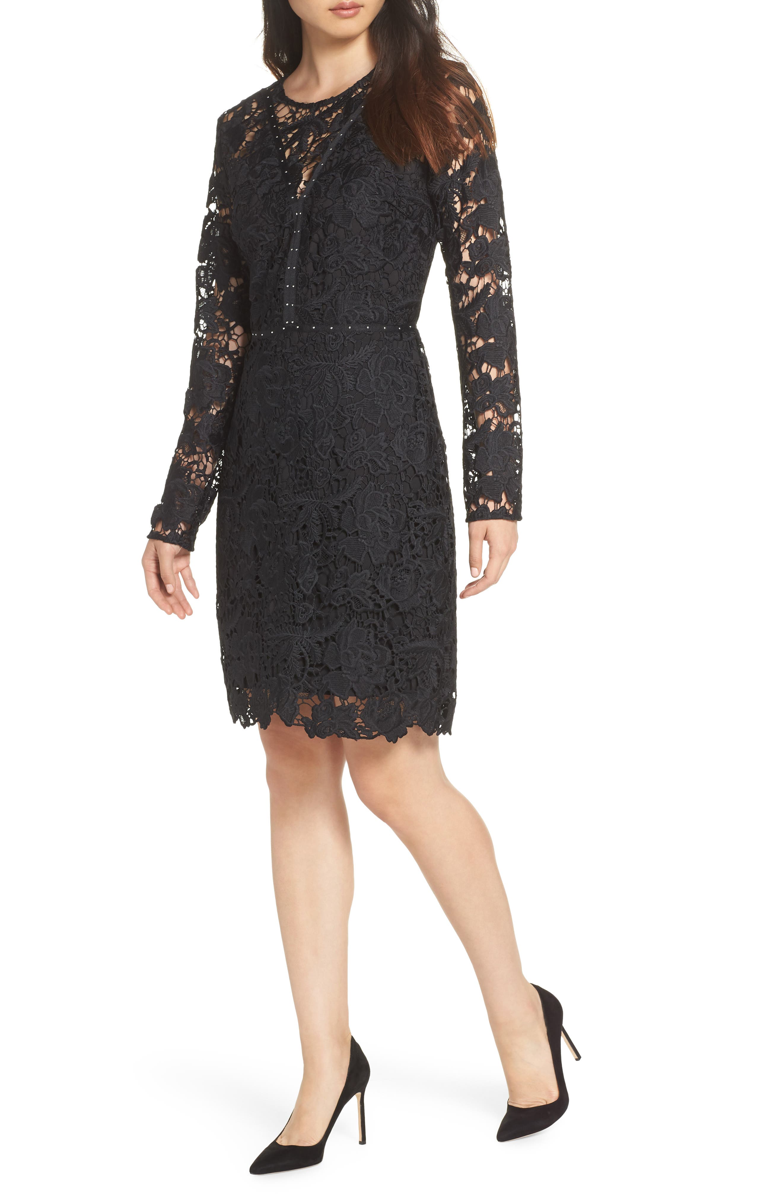 Sam Edelman Lace Sheath Dress, Black