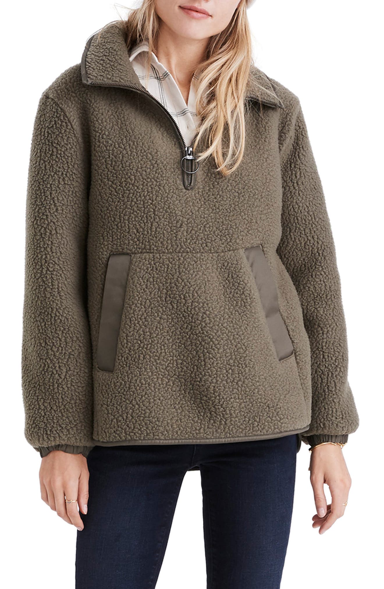 Madewell Polartec Fleece Popover Jacket, Green