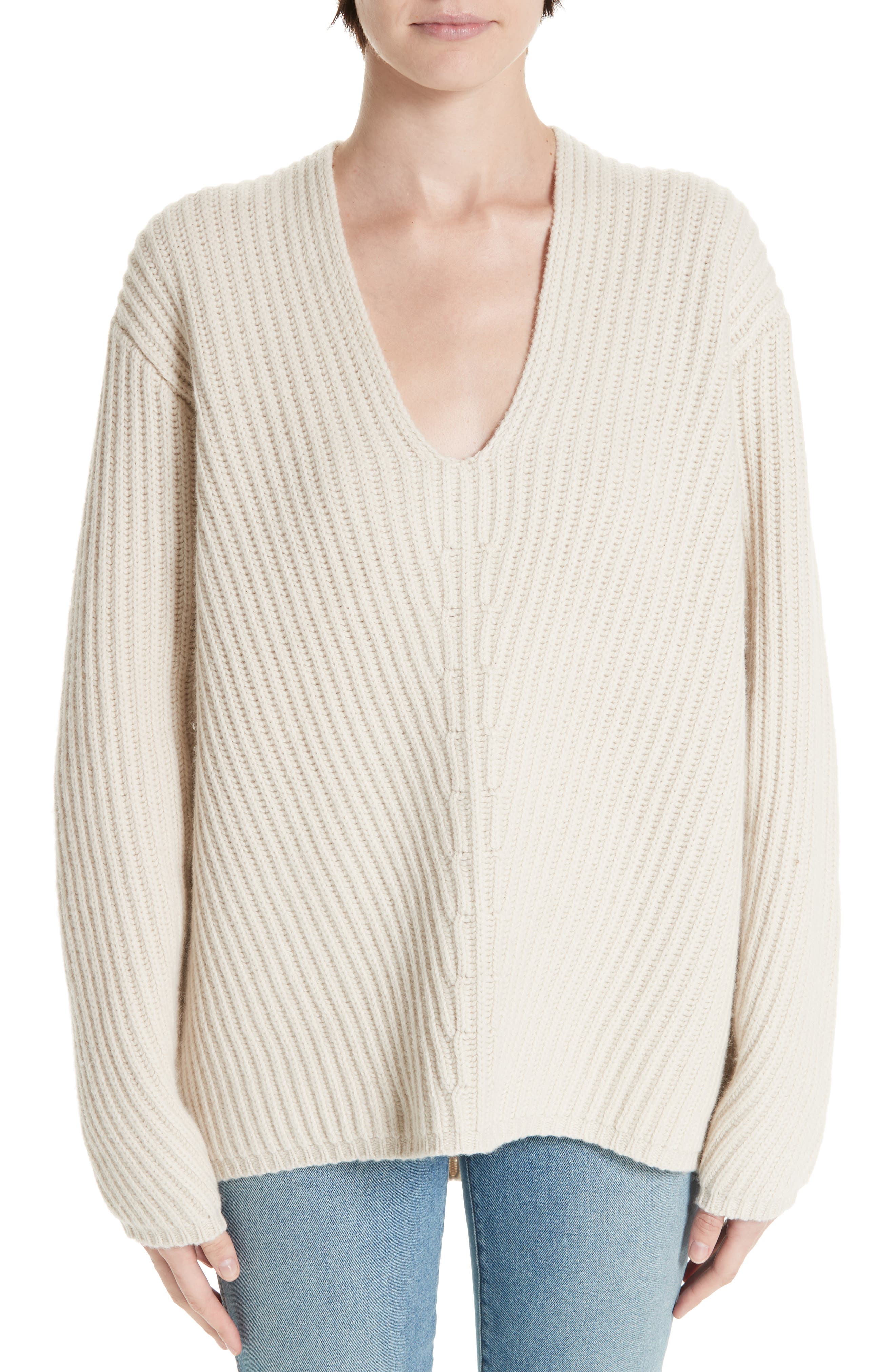 Acne Studios Deborah Oversized Wool Sweater, Beige