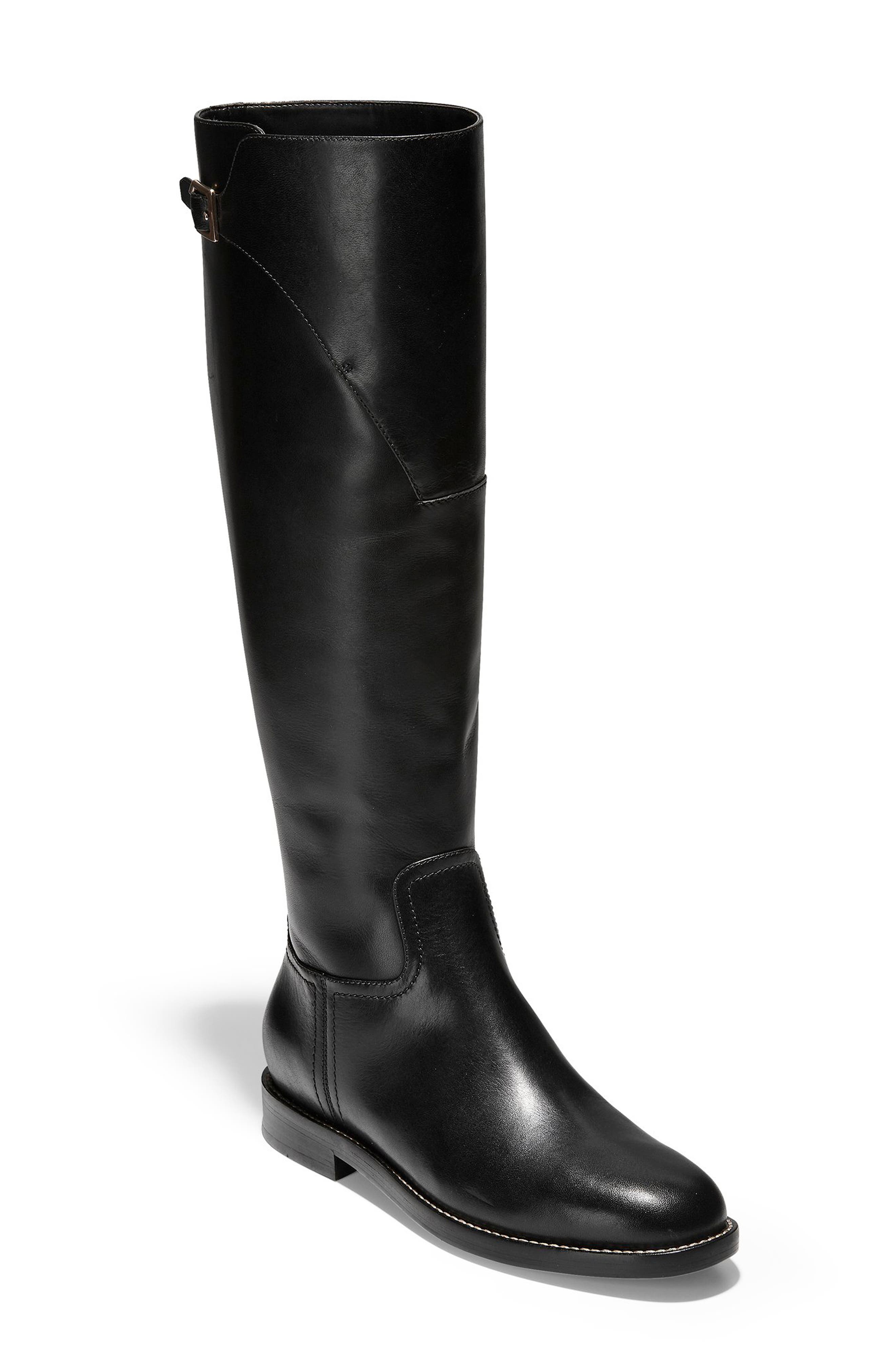 Cole Haan Harrington Knee High Riding Boot, Regular Calf- Black