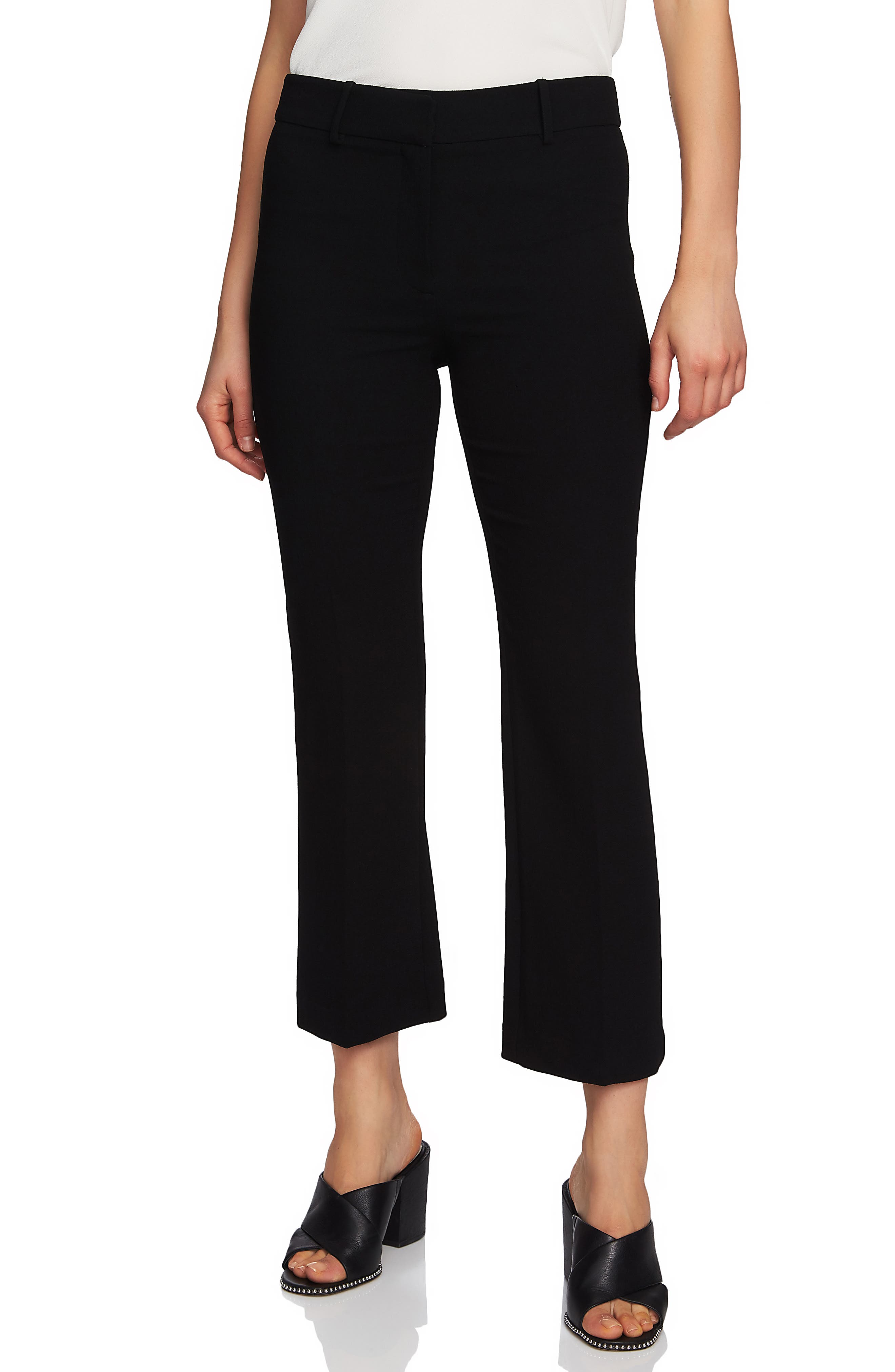 1.state Crepe Kick Flare Ankle Pants, Black