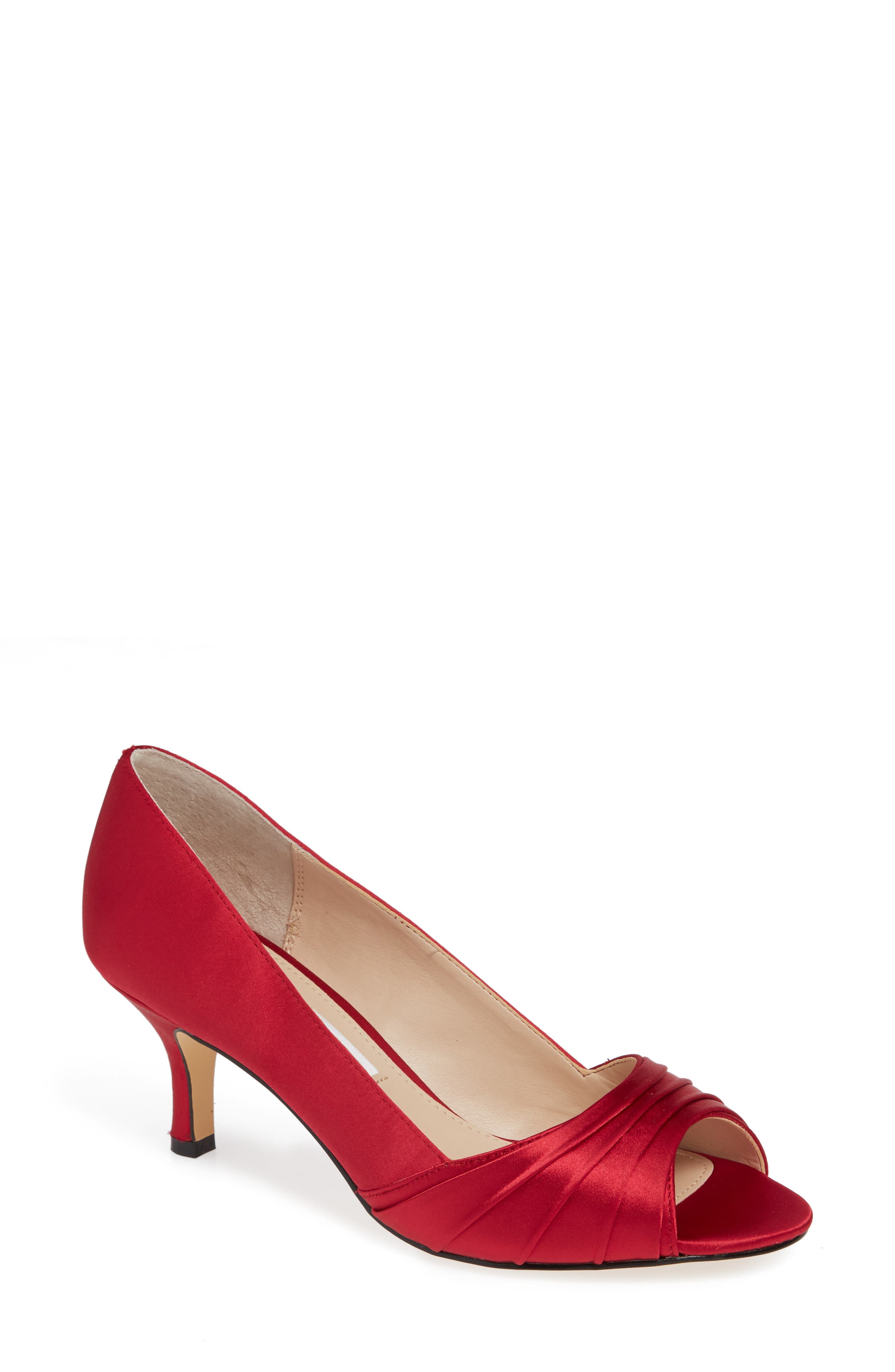 Nina Chezare Peep Toe Pump W - Red