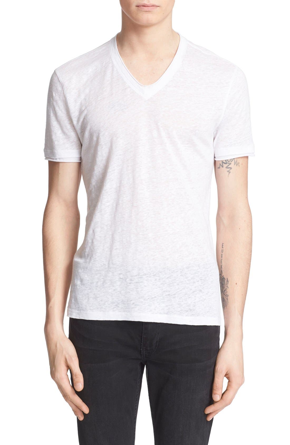 John Varvatos VNeck Linen TShirt Nordstrom