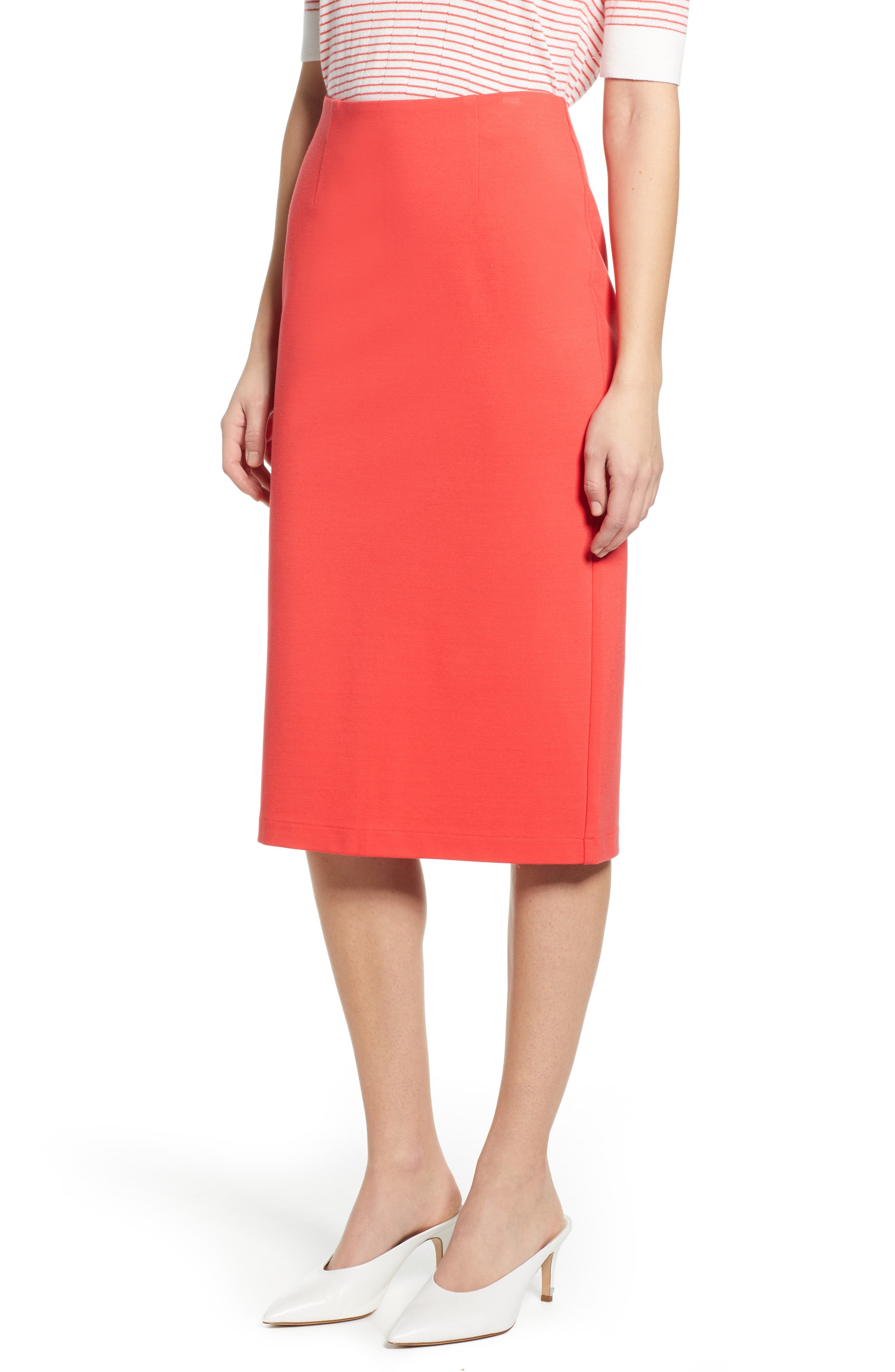 Petite Halogen Ponte Pencil Skirt, Red