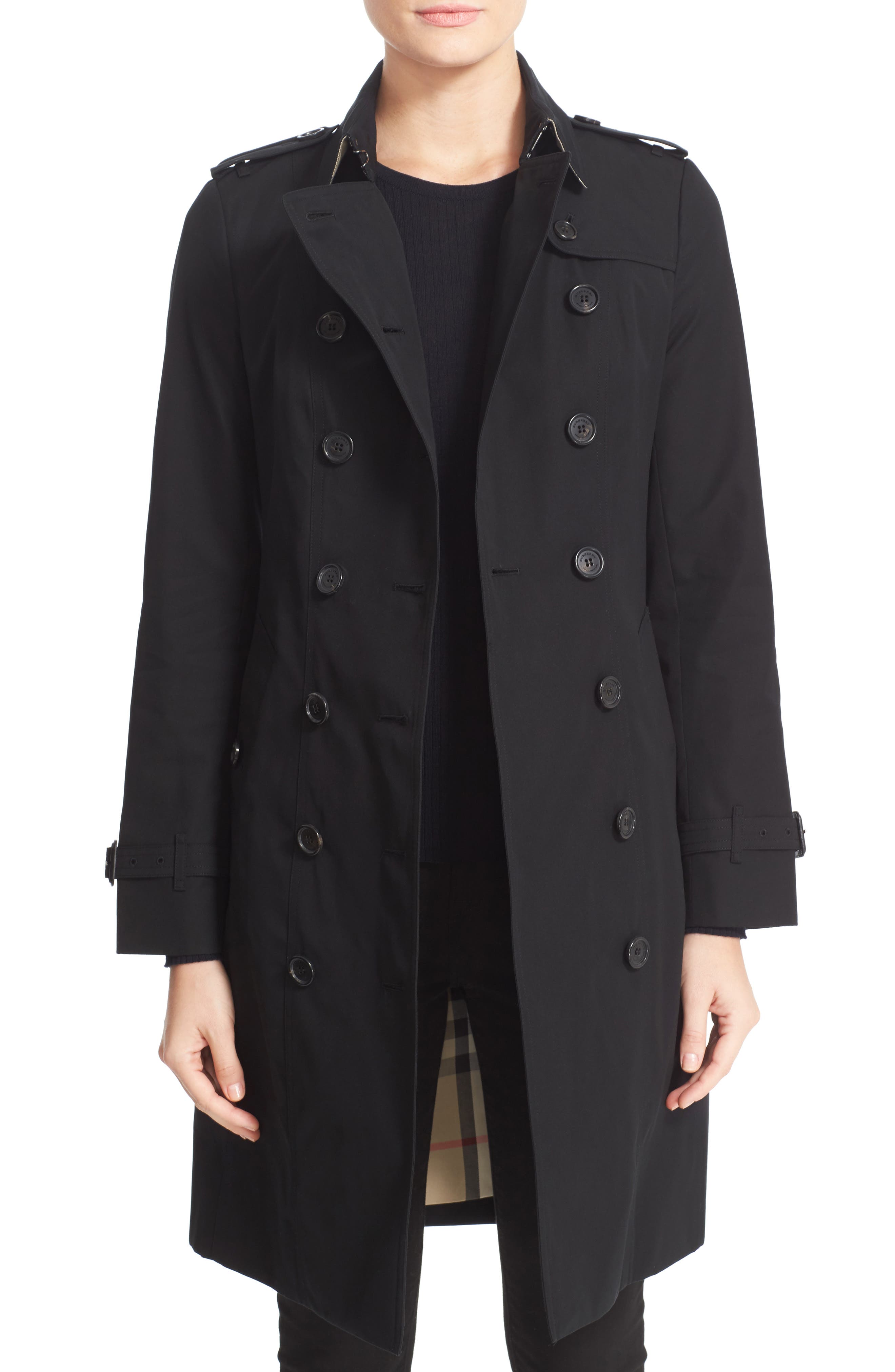 Sandringham Long Slim Trench Coat,
                        Main,
                        color, BLACK