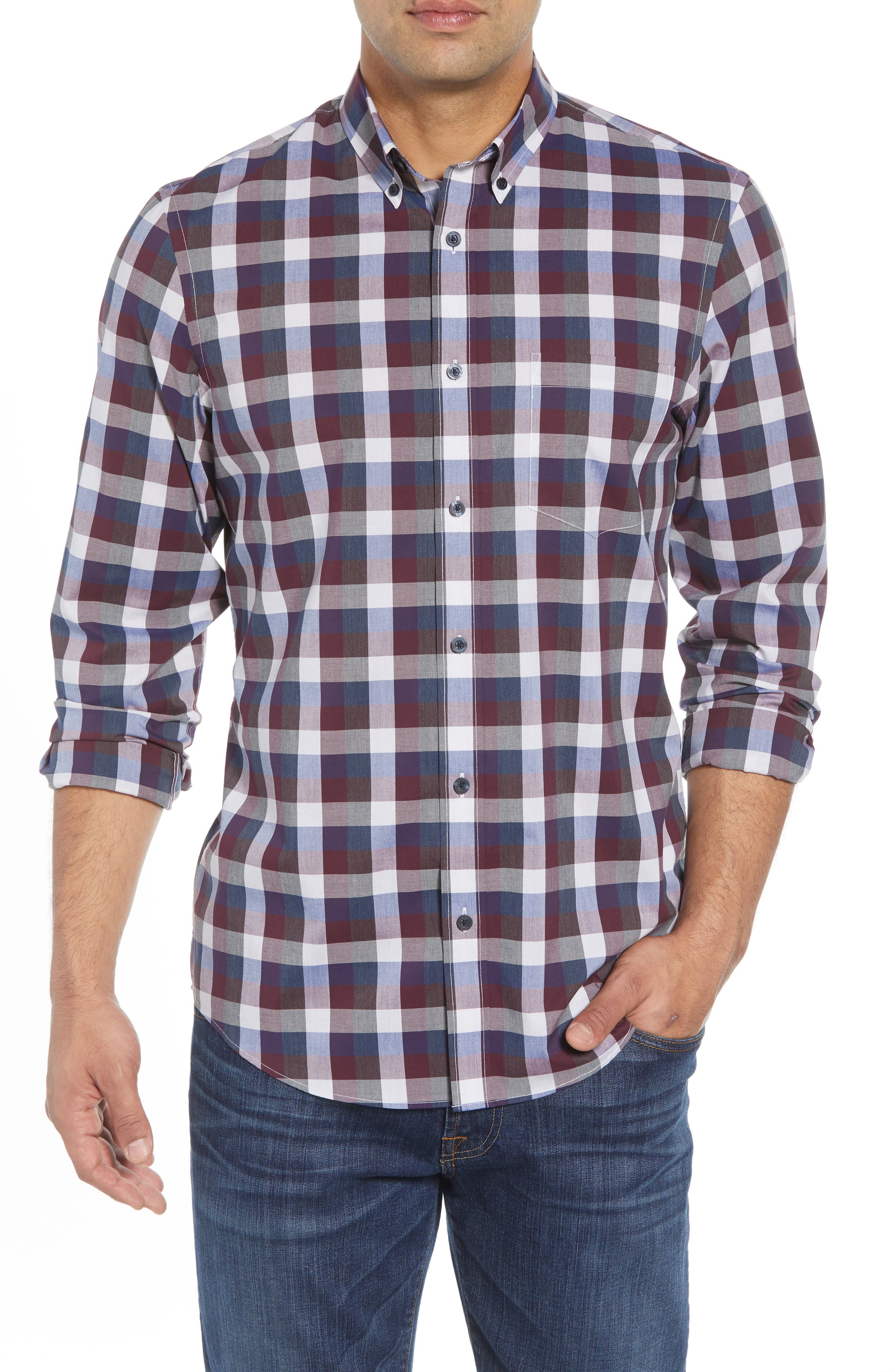 Nordstrom Shop Tech-Smart Regular Fit Check Sport Shirt