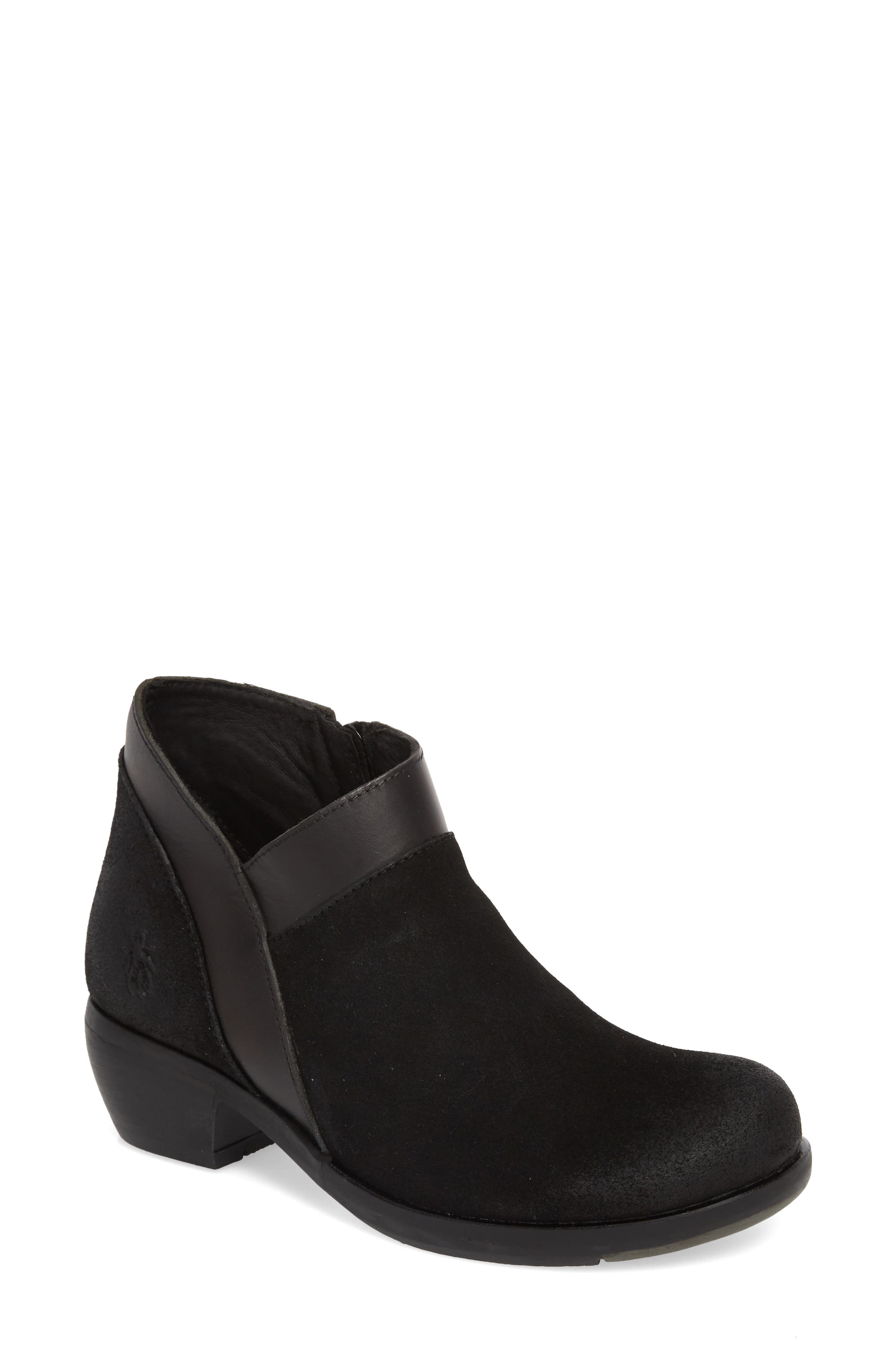 Fly London Meba Mixed Media Bootie - Black