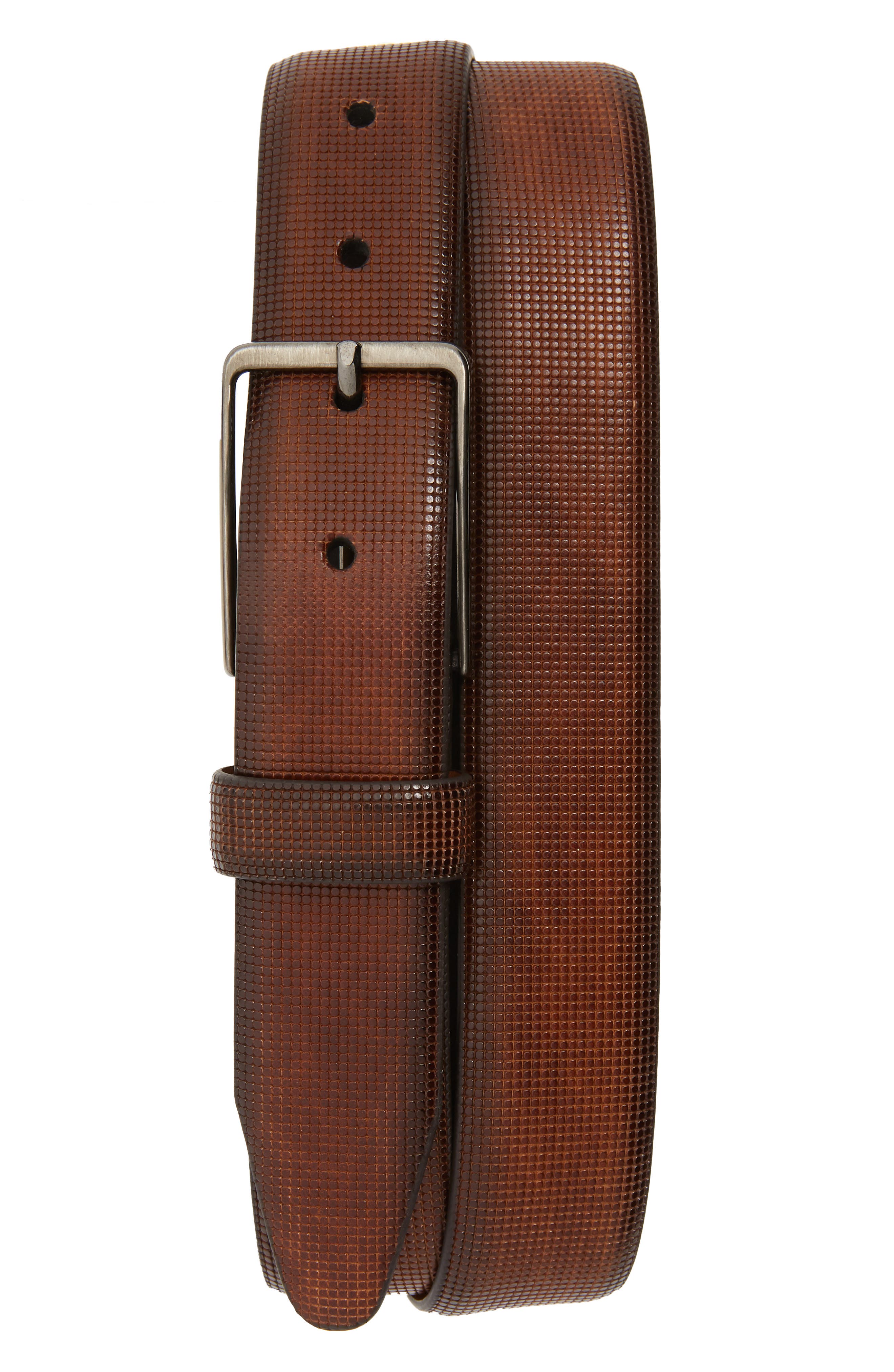 Johnston & Murphy Mini Embossed Leather Belt, Brown