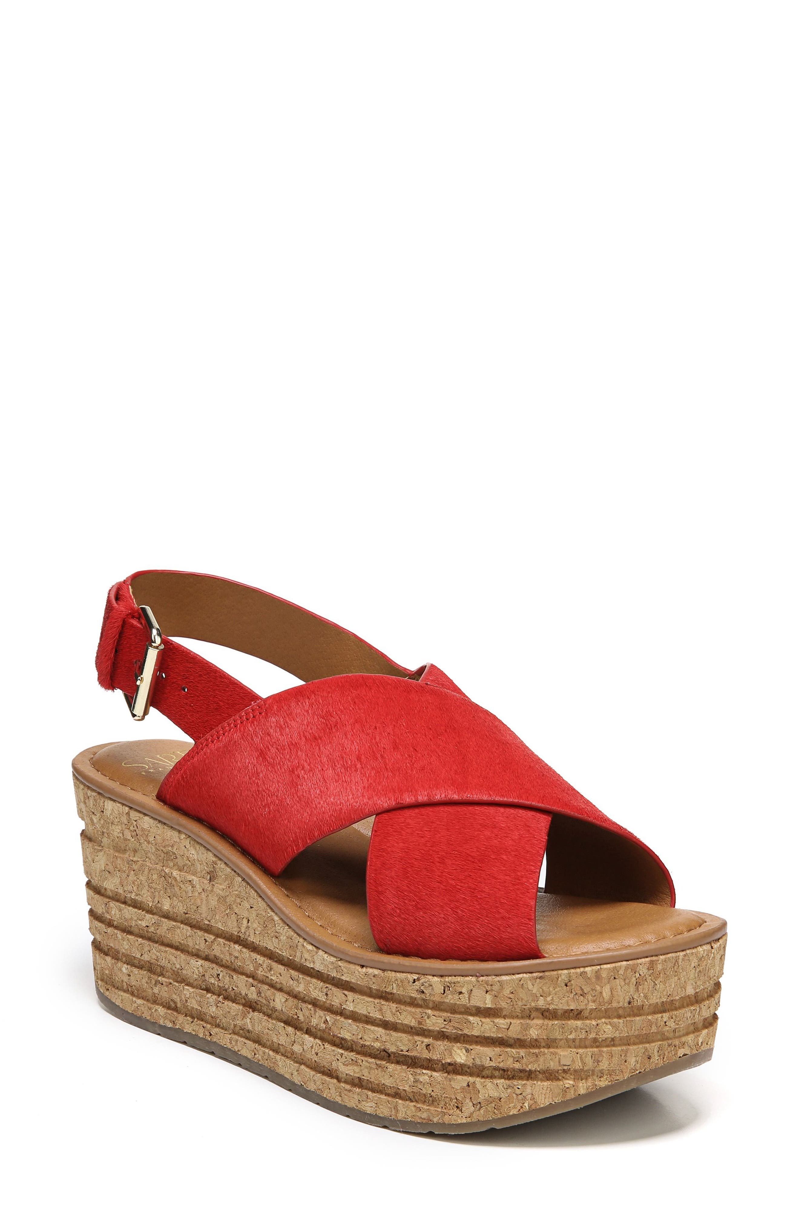 Sarto By Franco Sarto Caroline Platform Wedge Sandal, Red