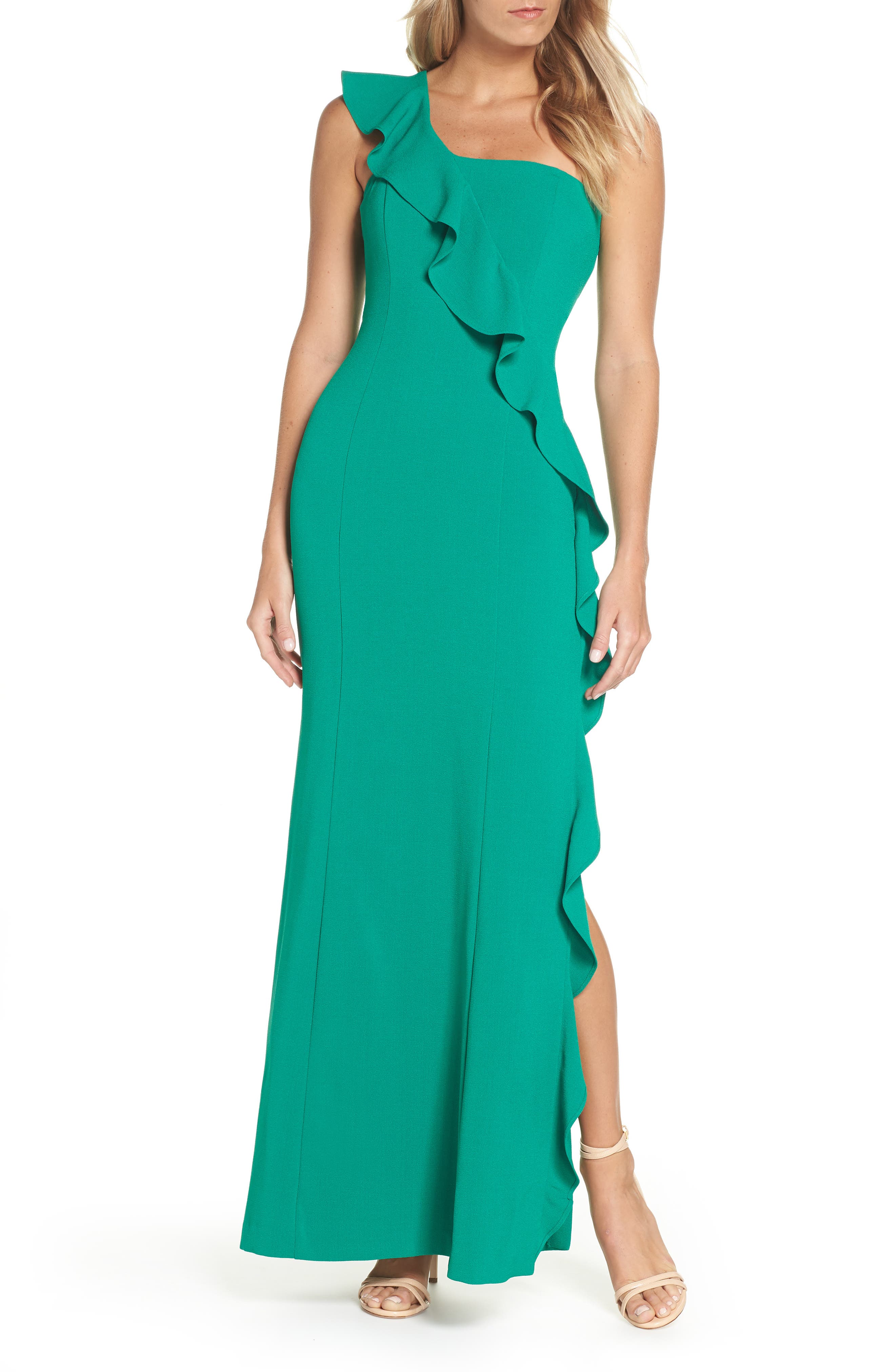Vince Camuto One-Shoulder Gown