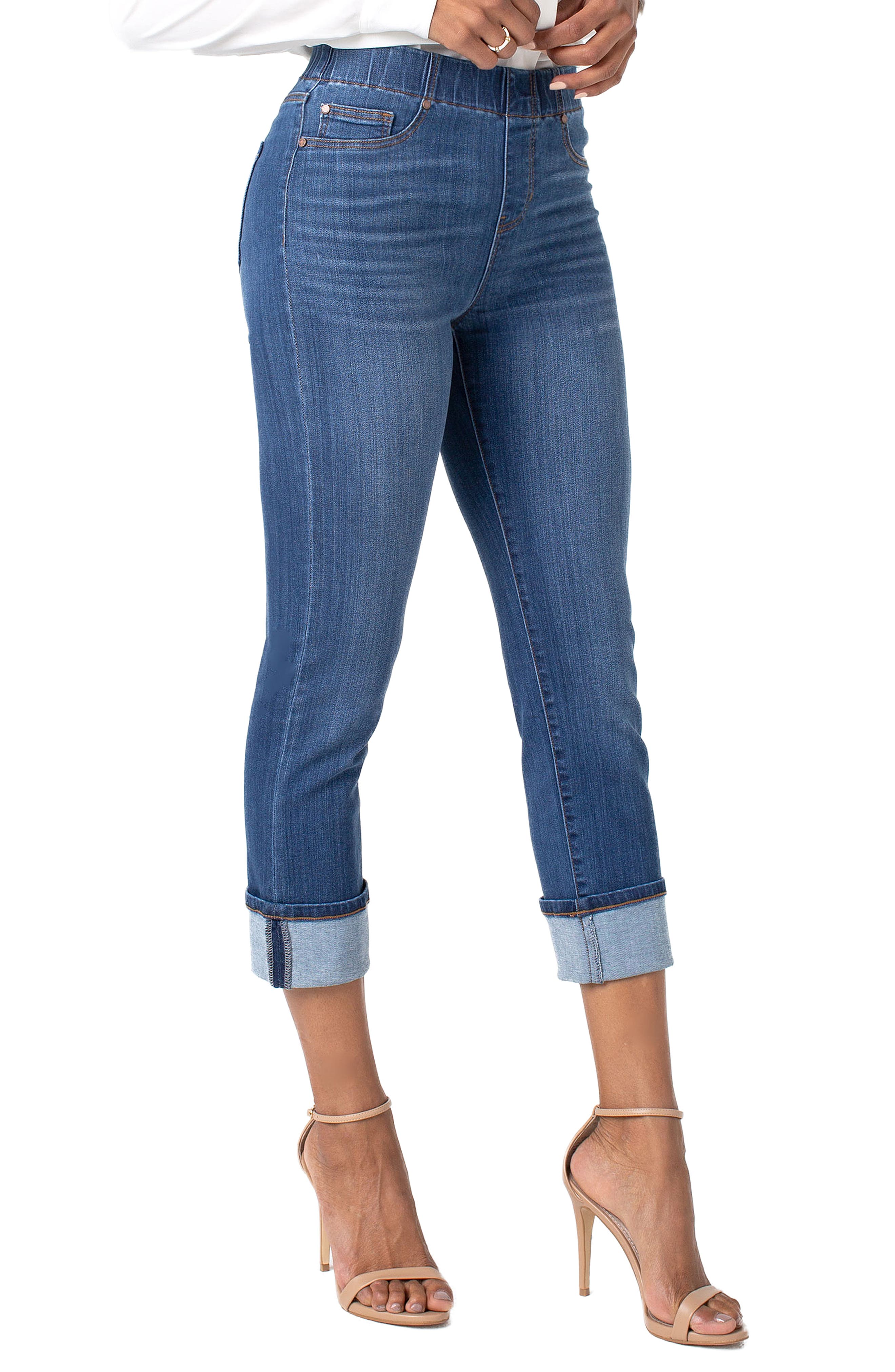 Liverpool Chloe Pull-On Roll Cuff Capri Jeans