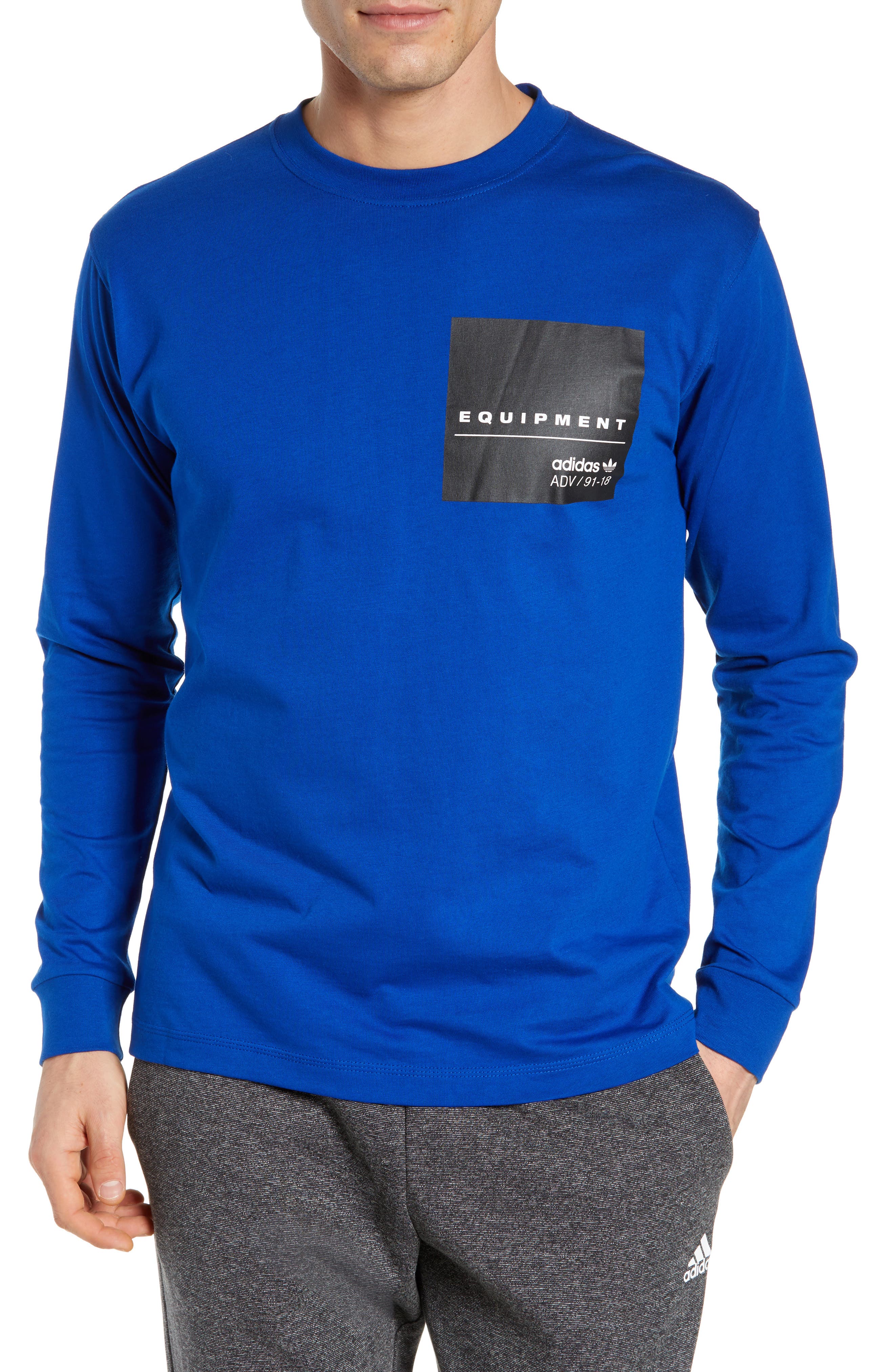 Adidas Eqt Long Sleeve Logo T-Shirt, Blue