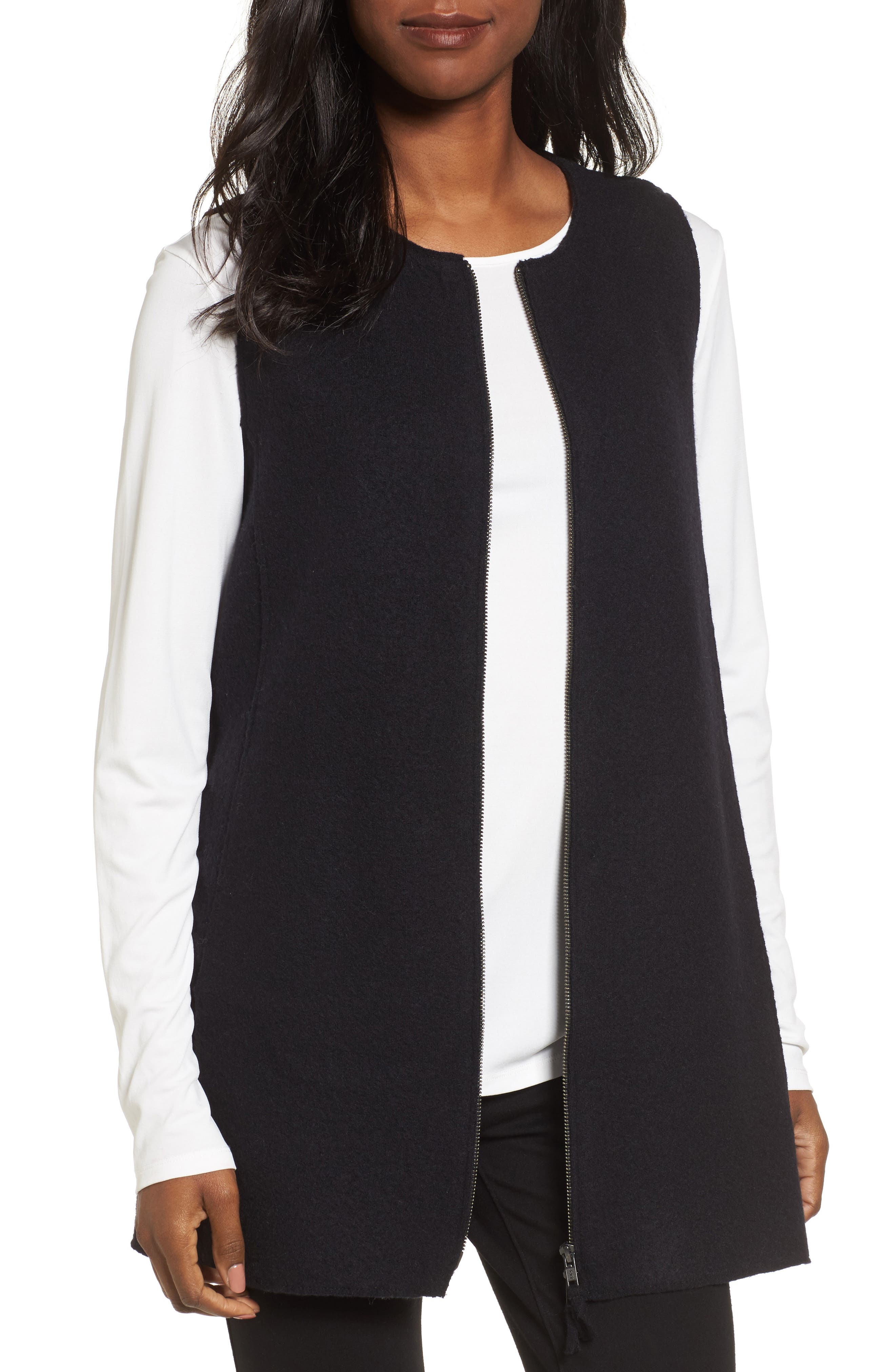 Eileen Fisher Long Boiled Wool Vest (Regular & Petite) Nordstrom