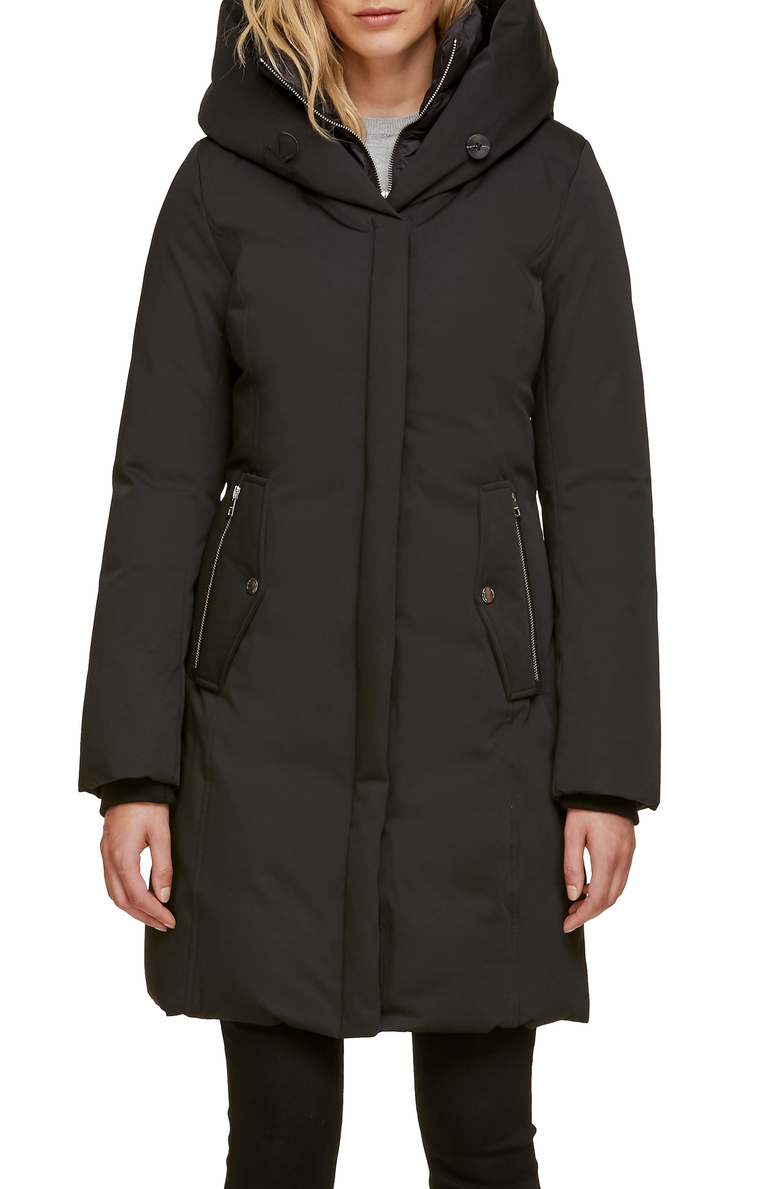 Soia & Kyo Slim Fit Hooded Down Coat, Black